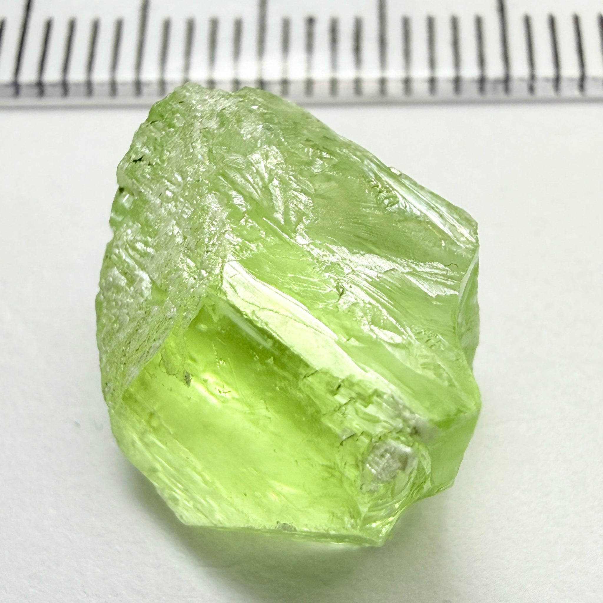 Diopside Crystal, neon lime green, 12.71ct, Merelani Hills, Tanzania, Untreated Unheated, vvs-if