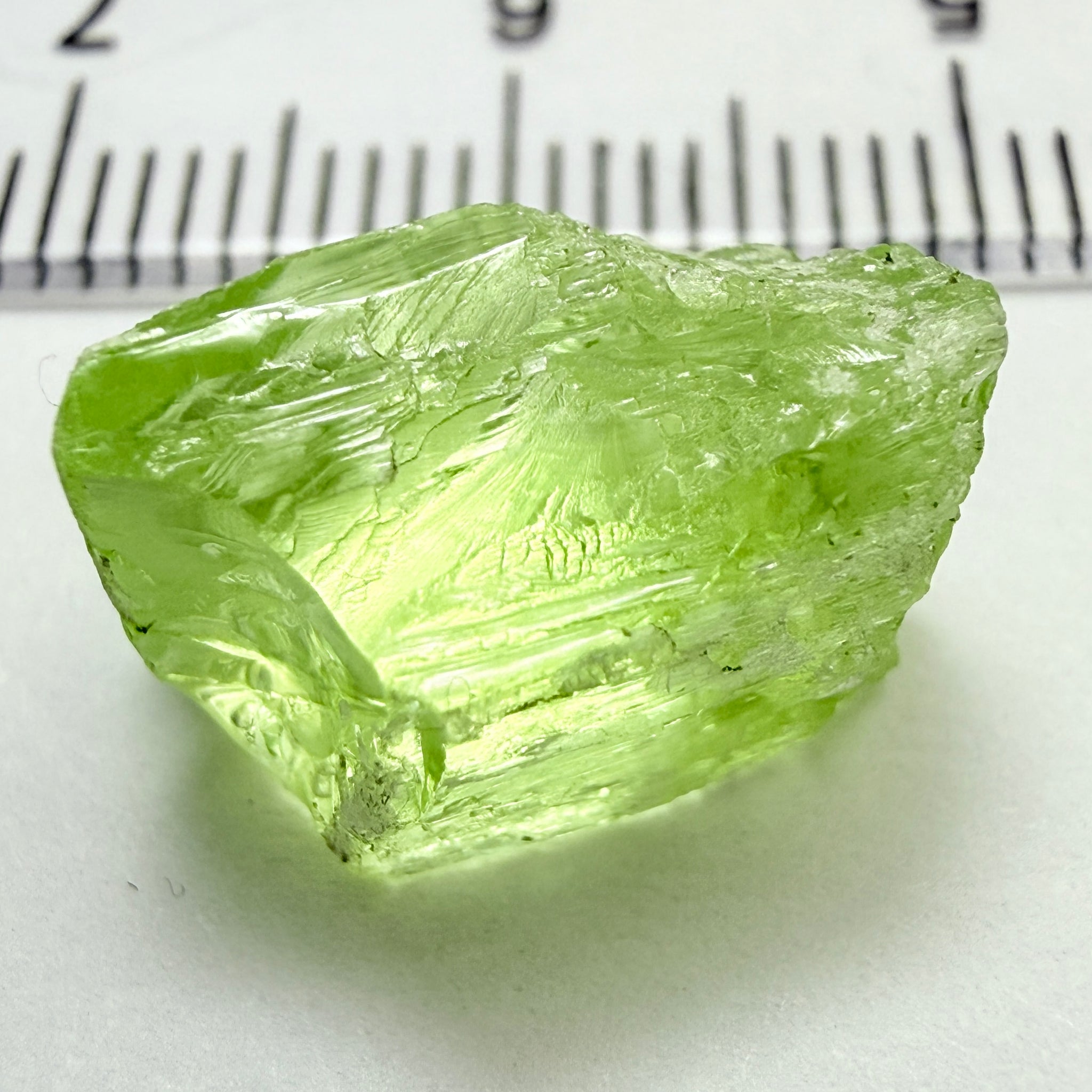 Diopside Crystal, neon lime green, 12.71ct, Merelani Hills, Tanzania, Untreated Unheated, vvs-if