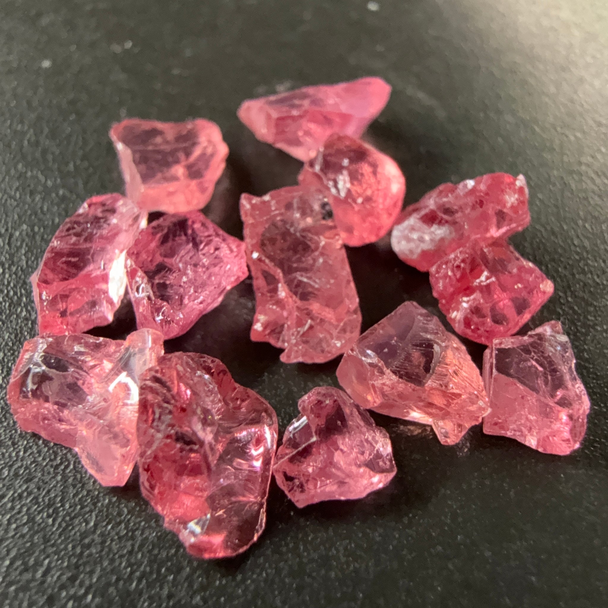 Mahenge Spinel Melee Lot, 6.84ct, 13 pc, Mahenge Tanzania, Untreated Unheated, set into jewellery as is