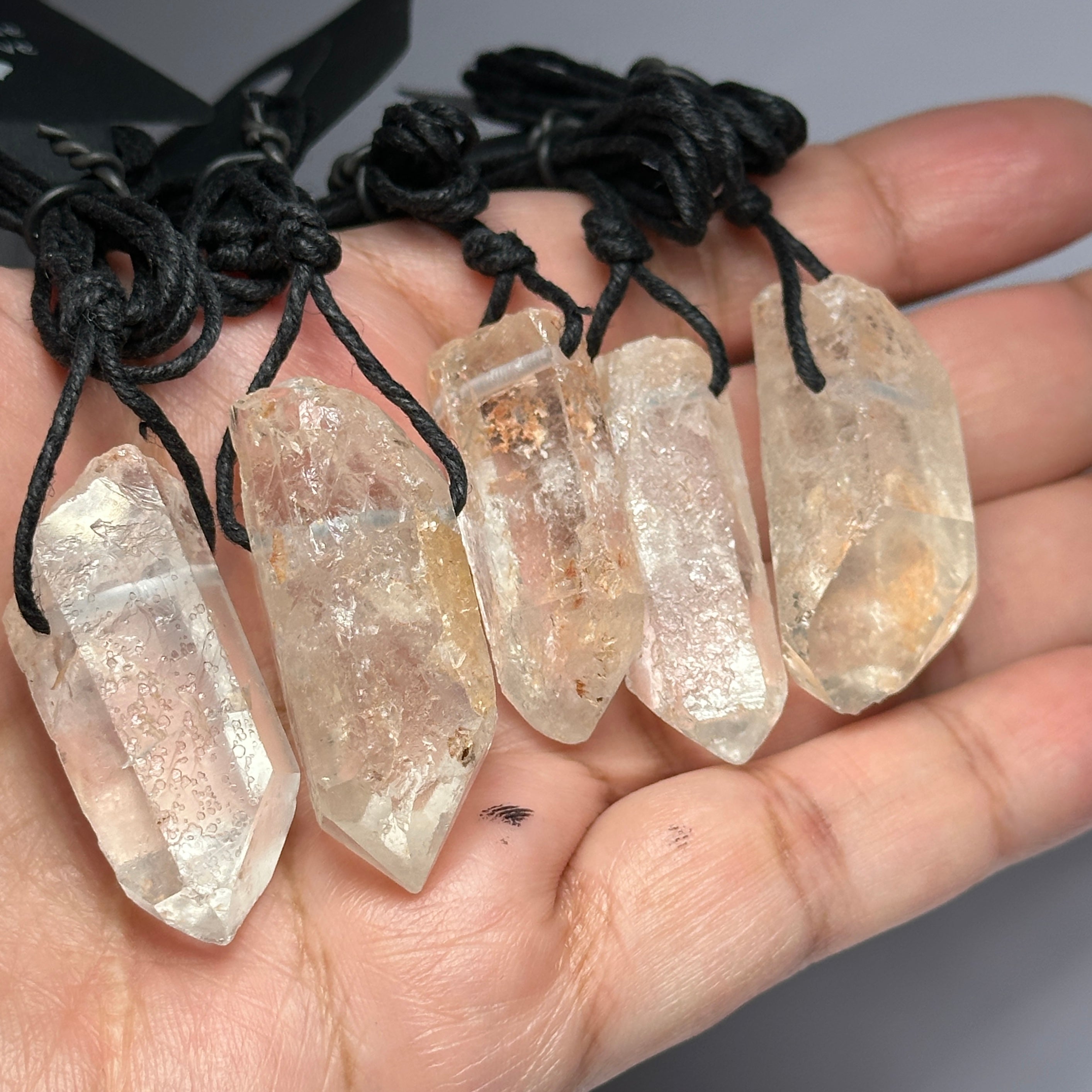 5 pcs Tanzanian Quartz Crystal pendants lot. Price is for all 5