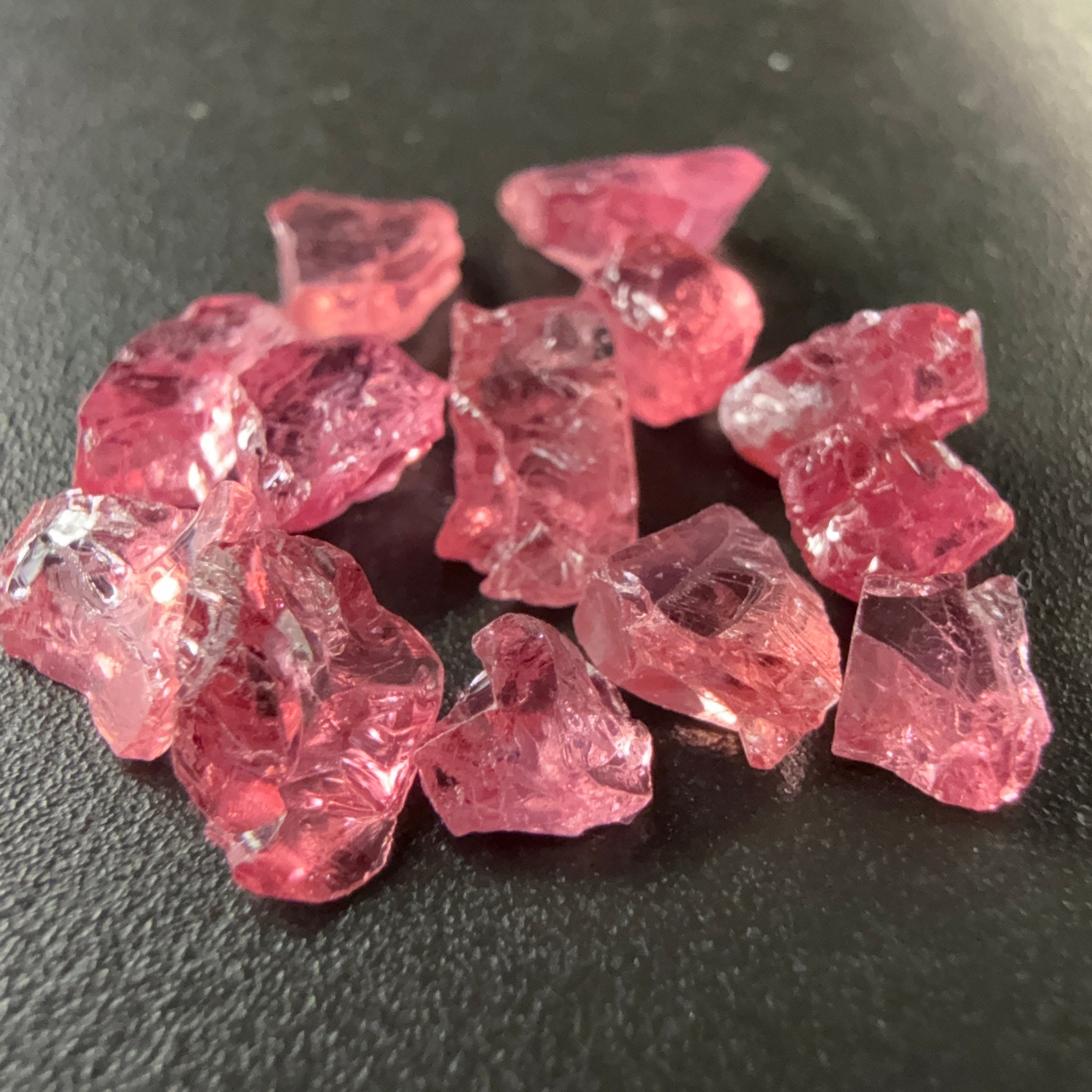 Mahenge Spinel Melee Lot, 6.84ct, 13 pc, Mahenge Tanzania, Untreated Unheated, set into jewellery as is