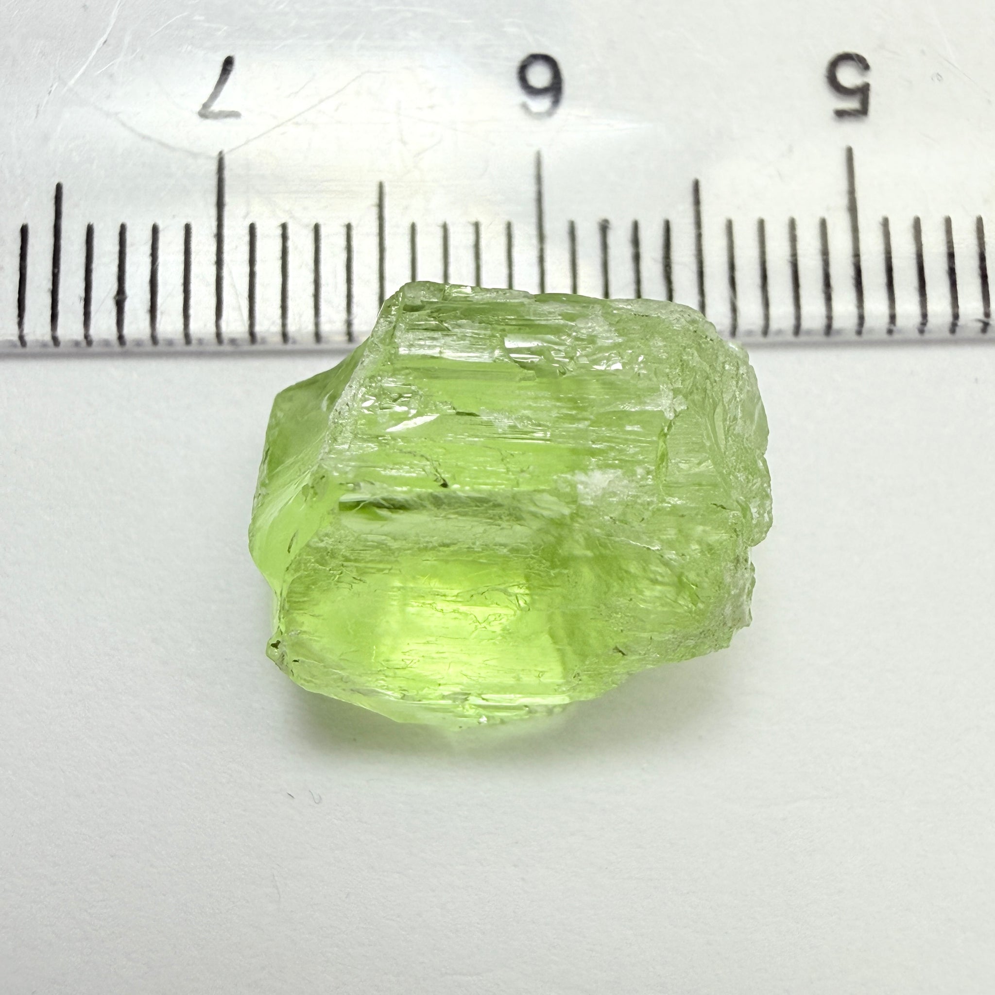 Diopside Crystal, neon lime green, 12.71ct, Merelani Hills, Tanzania, Untreated Unheated, vvs-if