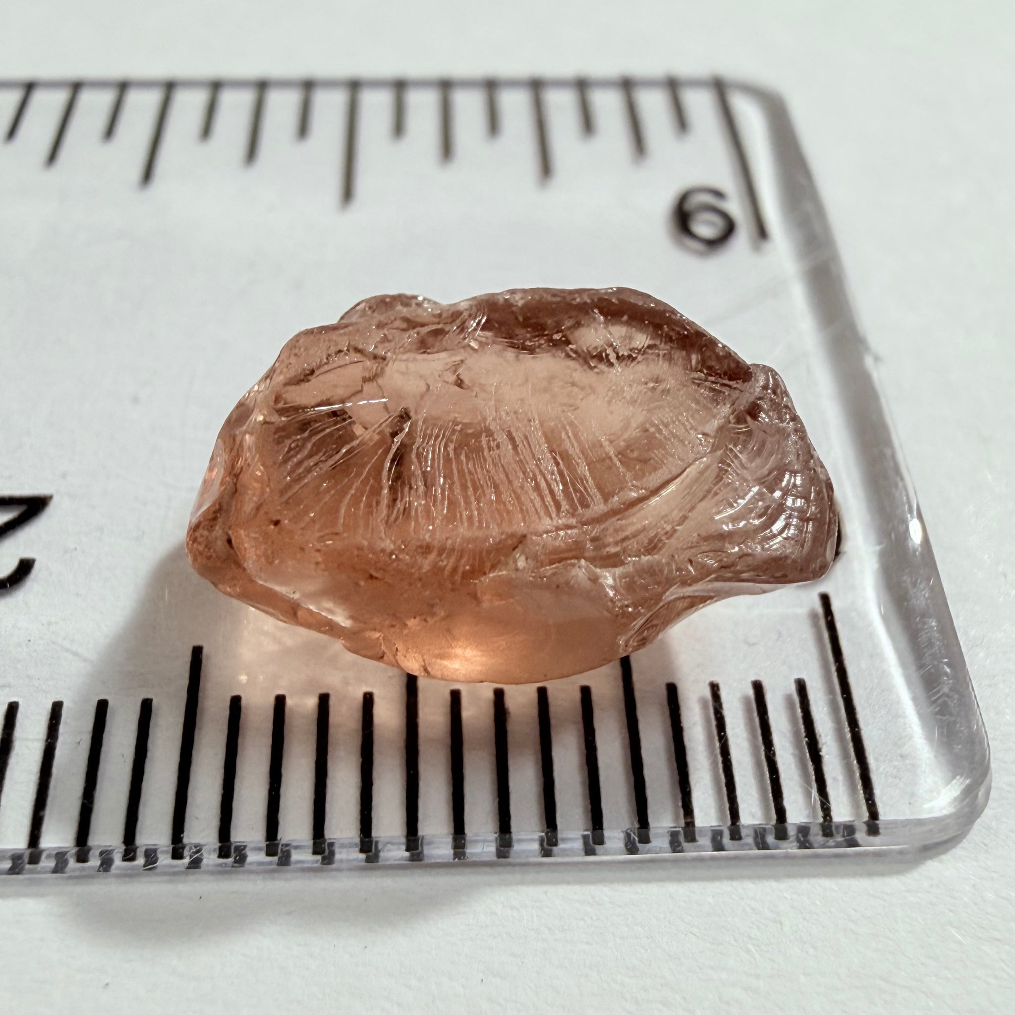 Malaya Garnet, 8.03ct, Tanzania, Untreated Unheated, fine needles causing a silky appearance, flat shape, see side pics