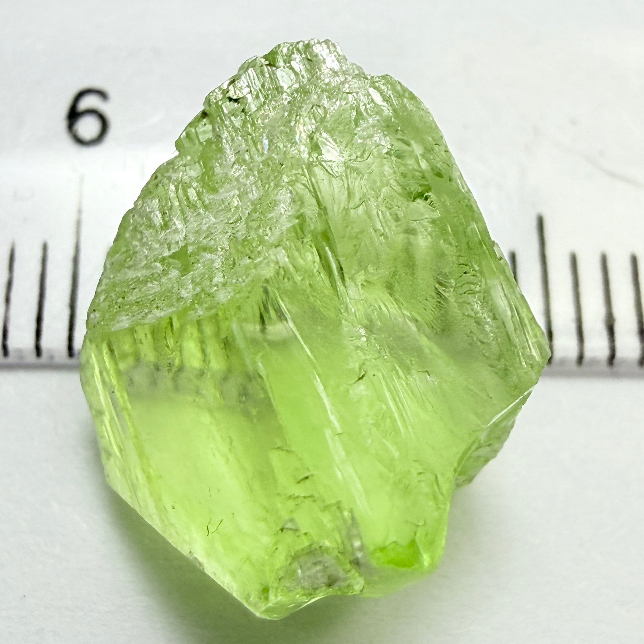 Diopside Crystal, neon lime green, 12.71ct, Merelani Hills, Tanzania, Untreated Unheated, vvs-if