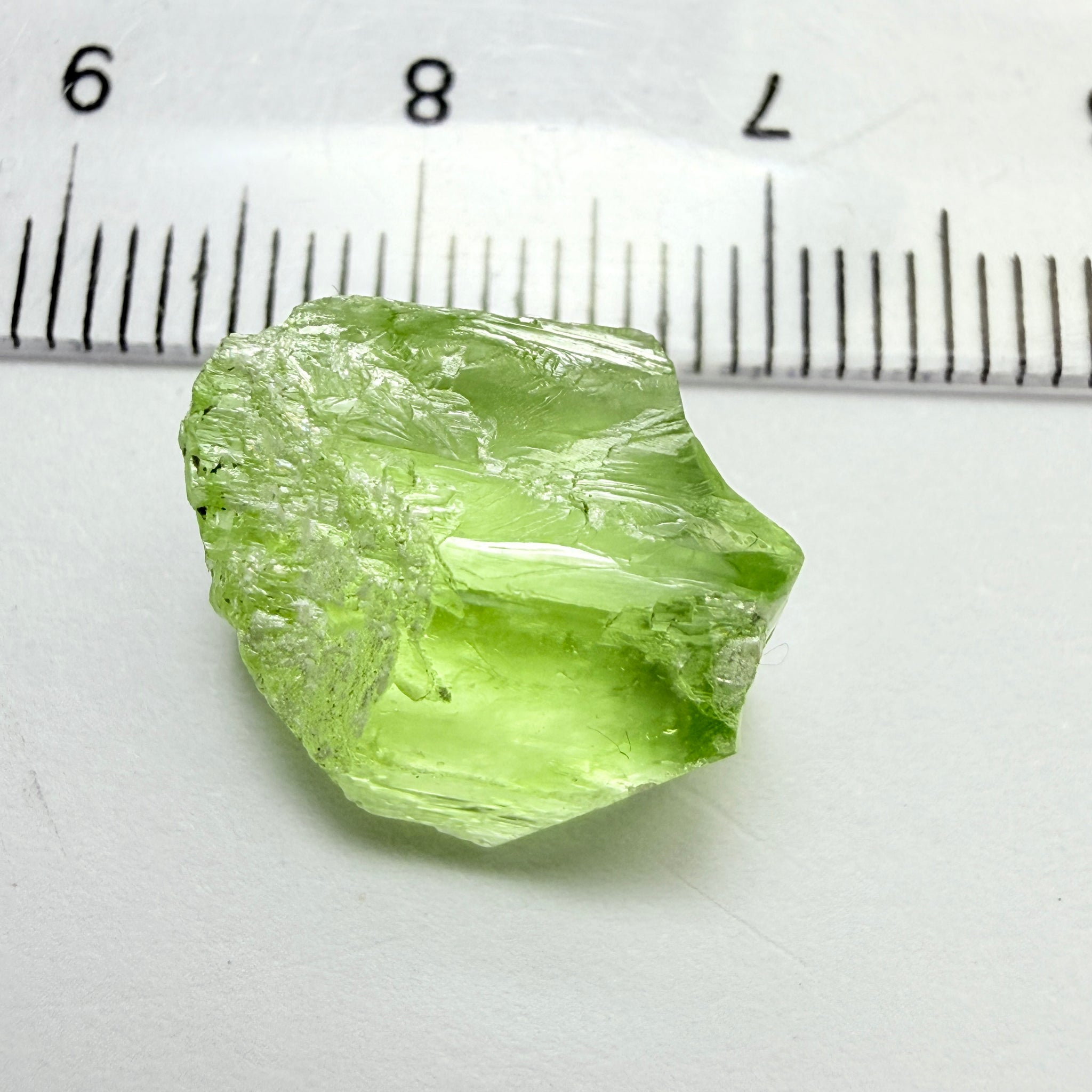 Diopside Crystal, neon lime green, 12.71ct, Merelani Hills, Tanzania, Untreated Unheated, vvs-if