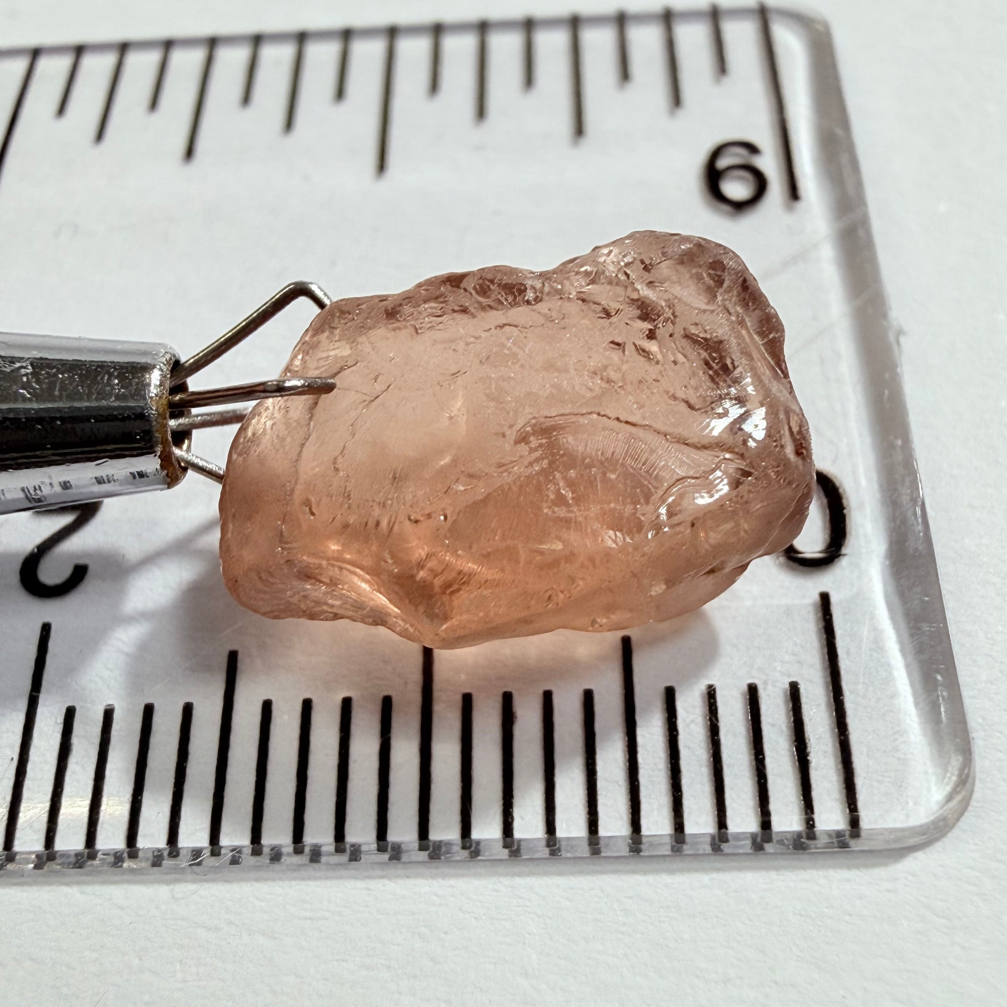 Malaya Garnet, 8.03ct, Tanzania, Untreated Unheated, fine needles causing a silky appearance, flat shape, see side pics