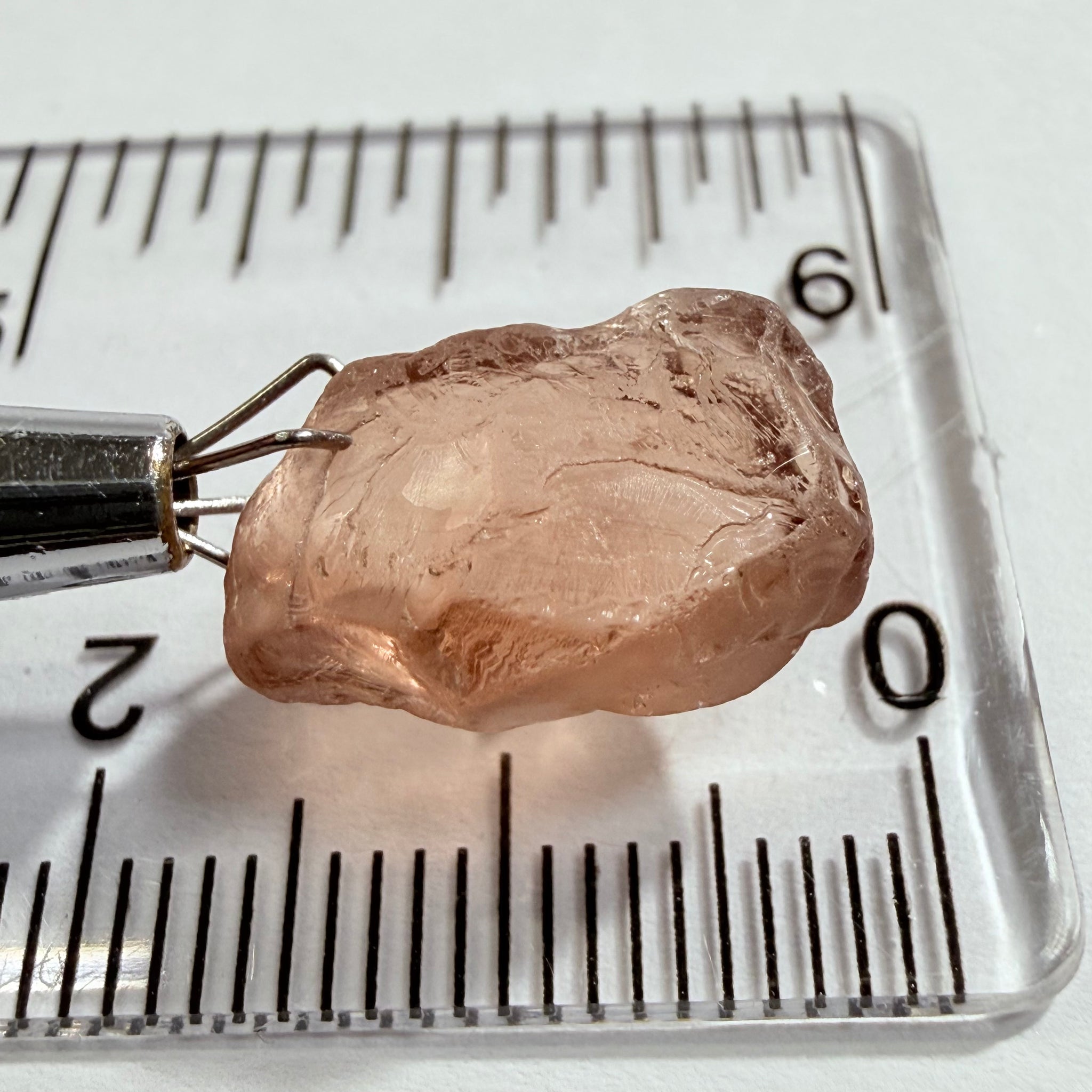 Malaya Garnet, 8.03ct, Tanzania, Untreated Unheated, fine needles causing a silky appearance, flat shape, see side pics