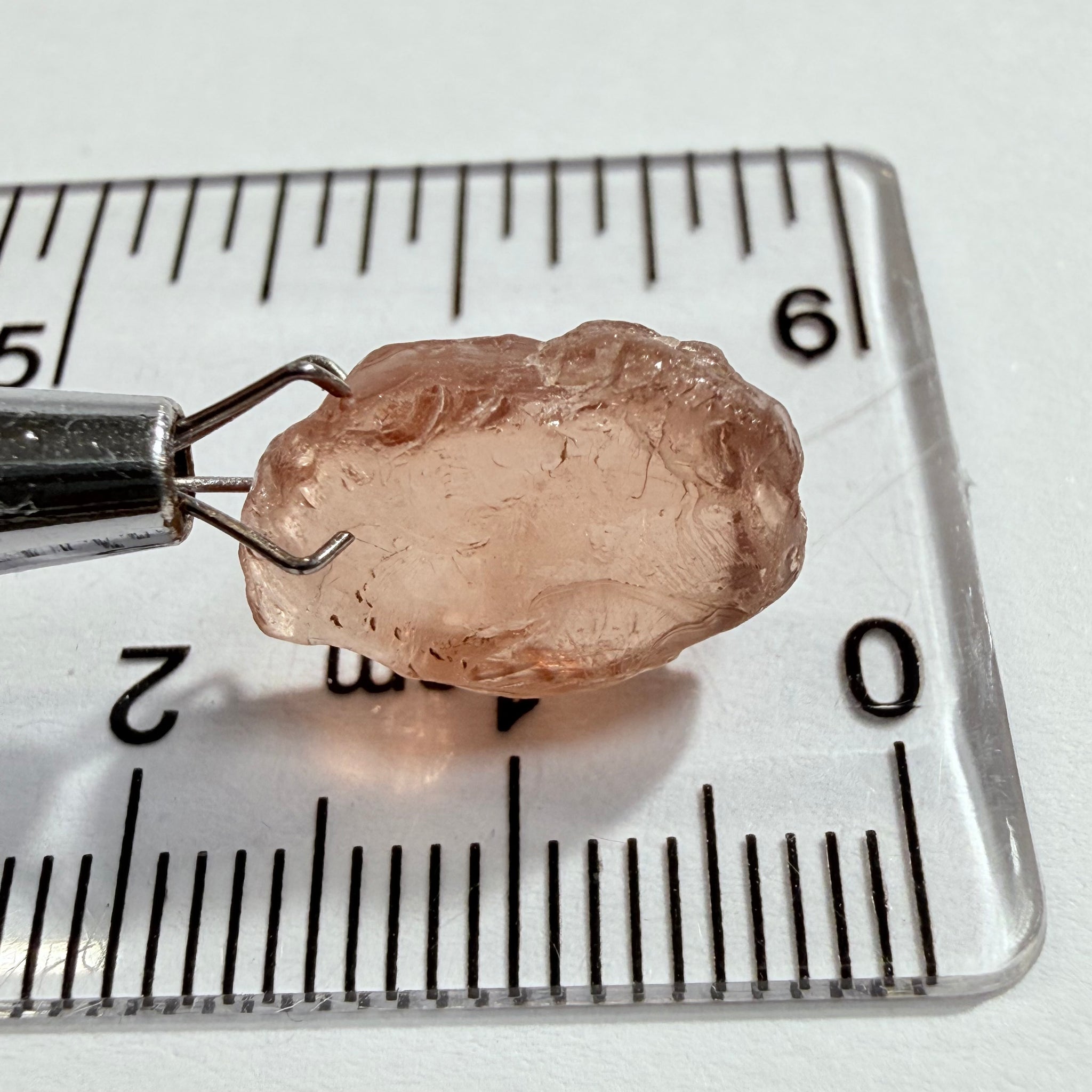 Malaya Garnet, 8.03ct, Tanzania, Untreated Unheated, fine needles causing a silky appearance, flat shape, see side pics