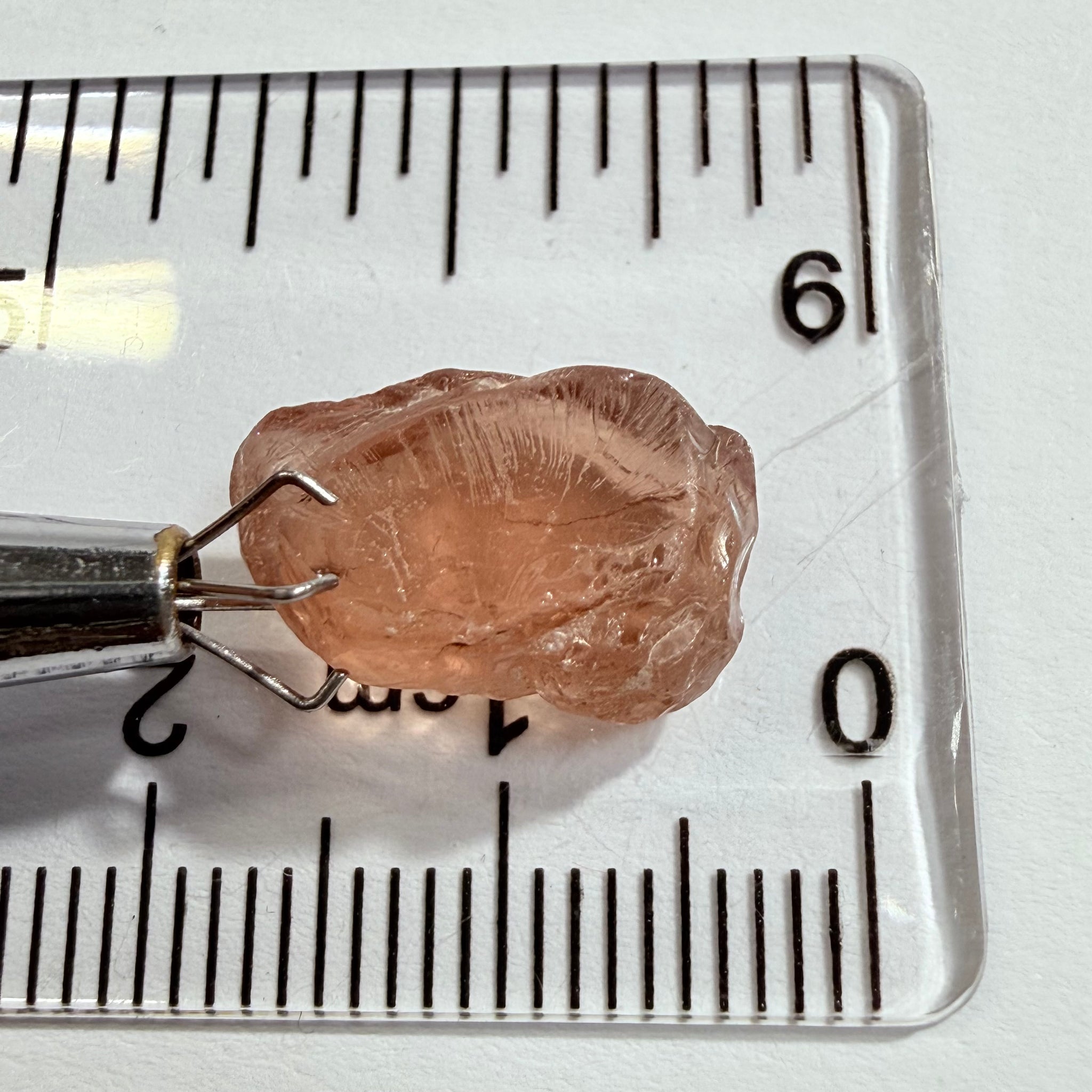 Malaya Garnet, 8.03ct, Tanzania, Untreated Unheated, fine needles causing a silky appearance, flat shape, see side pics