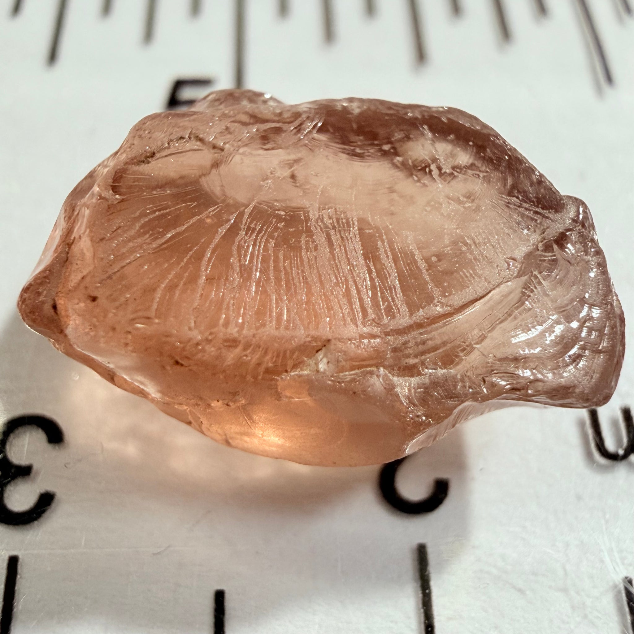 Malaya Garnet, 8.03ct, Tanzania, Untreated Unheated, fine needles causing a silky appearance, flat shape, see side pics