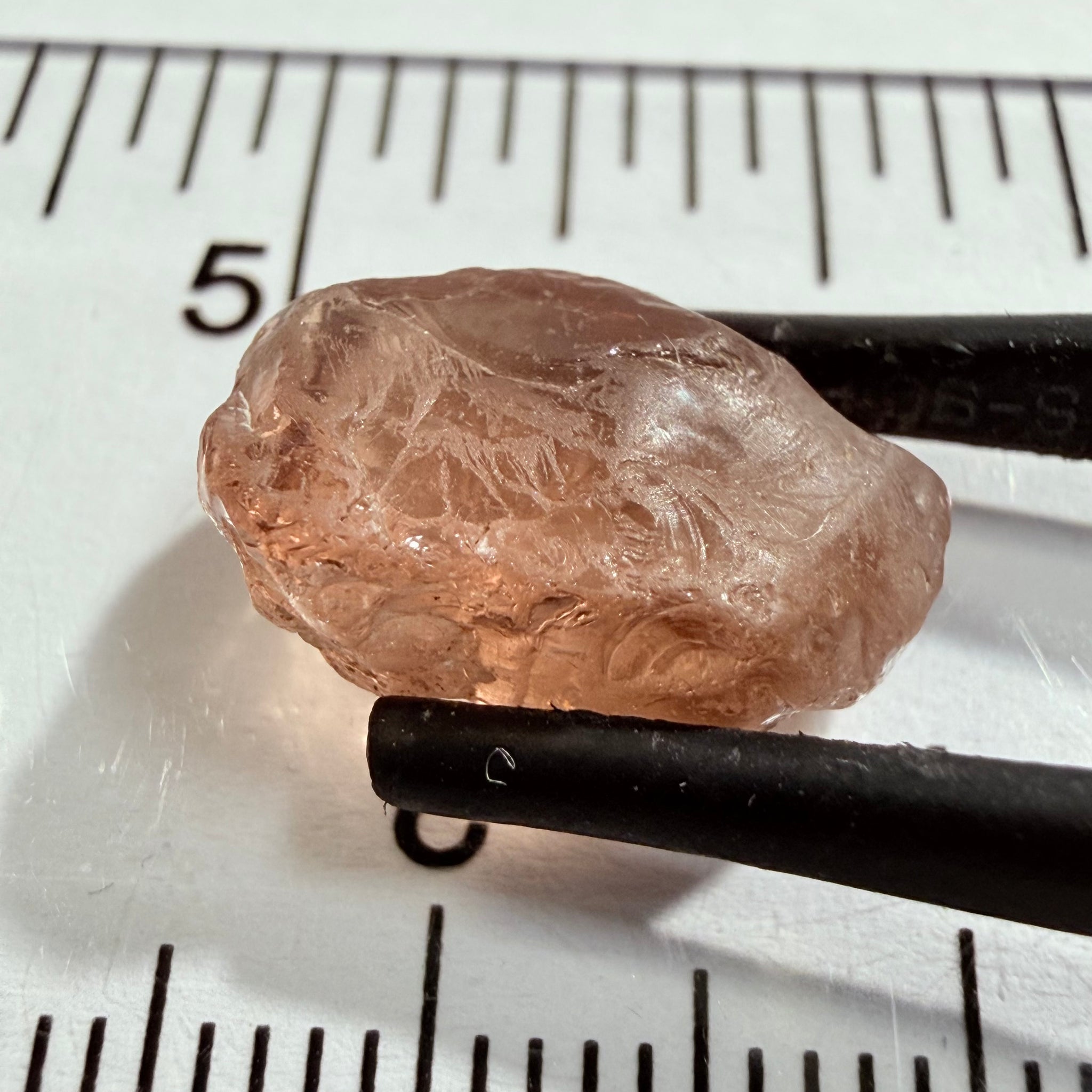 Malaya Garnet, 8.03ct, Tanzania, Untreated Unheated, fine needles causing a silky appearance, flat shape, see side pics