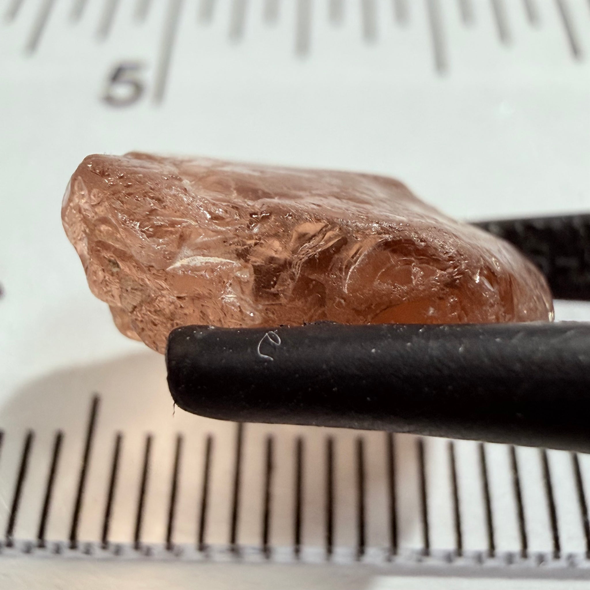 Malaya Garnet, 8.03ct, Tanzania, Untreated Unheated, fine needles causing a silky appearance, flat shape, see side pics