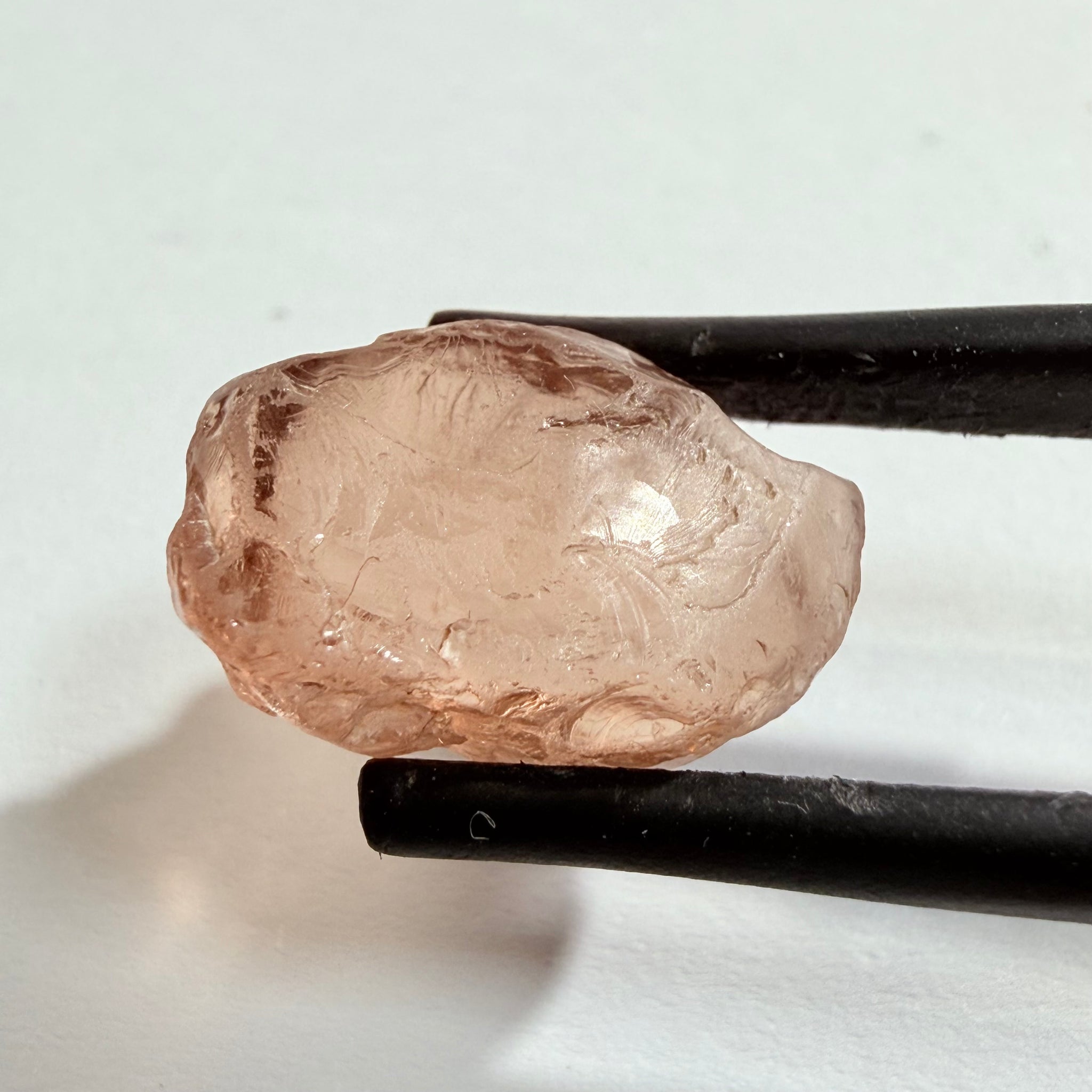 Malaya Garnet, 8.03ct, Tanzania, Untreated Unheated, fine needles causing a silky appearance, flat shape, see side pics
