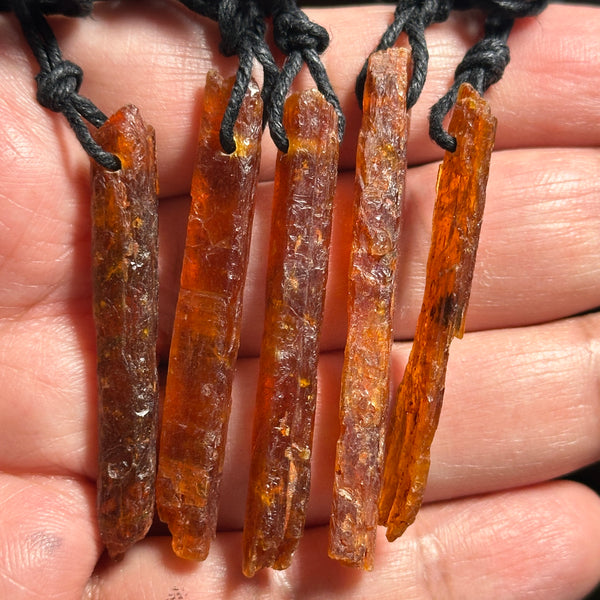 5 pcs Tanzanian Orange Kyanite Crystal pendants lot. Price is for all 5