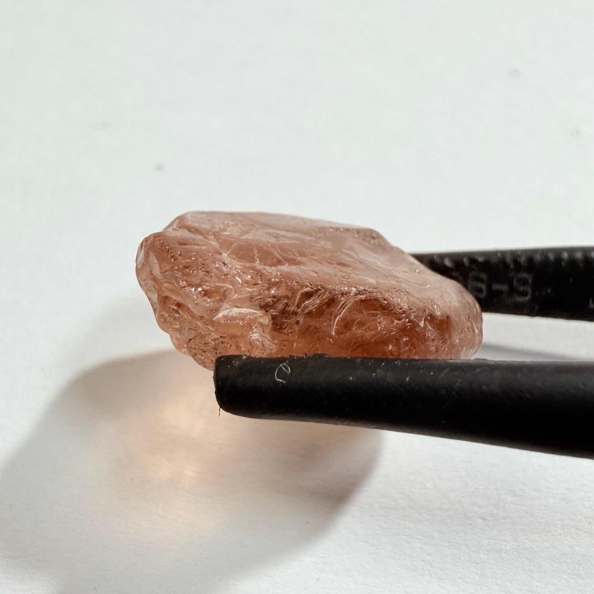 Malaya Garnet, 8.03ct, Tanzania, Untreated Unheated, fine needles causing a silky appearance, flat shape, see side pics