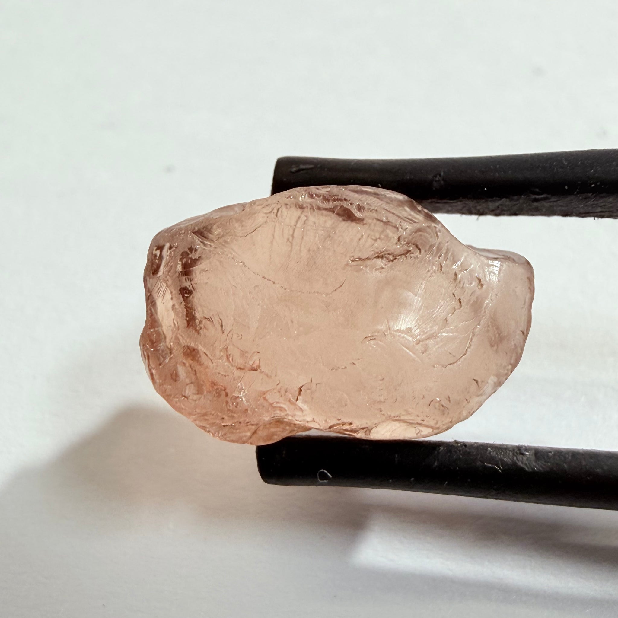 Malaya Garnet, 8.03ct, Tanzania, Untreated Unheated, fine needles causing a silky appearance, flat shape, see side pics