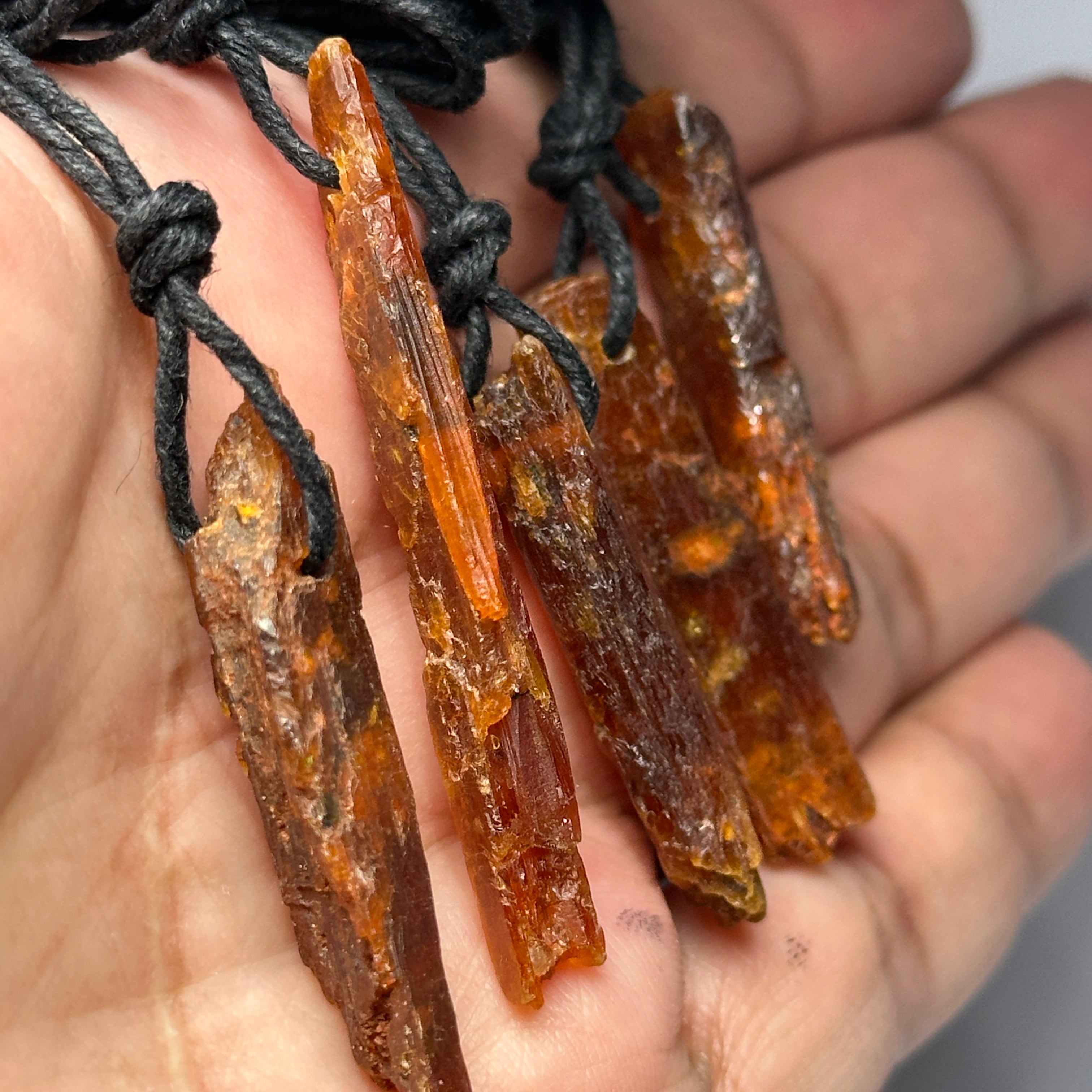 5 pcs Tanzanian Orange Kyanite Crystal pendants lot. Price is for all 5