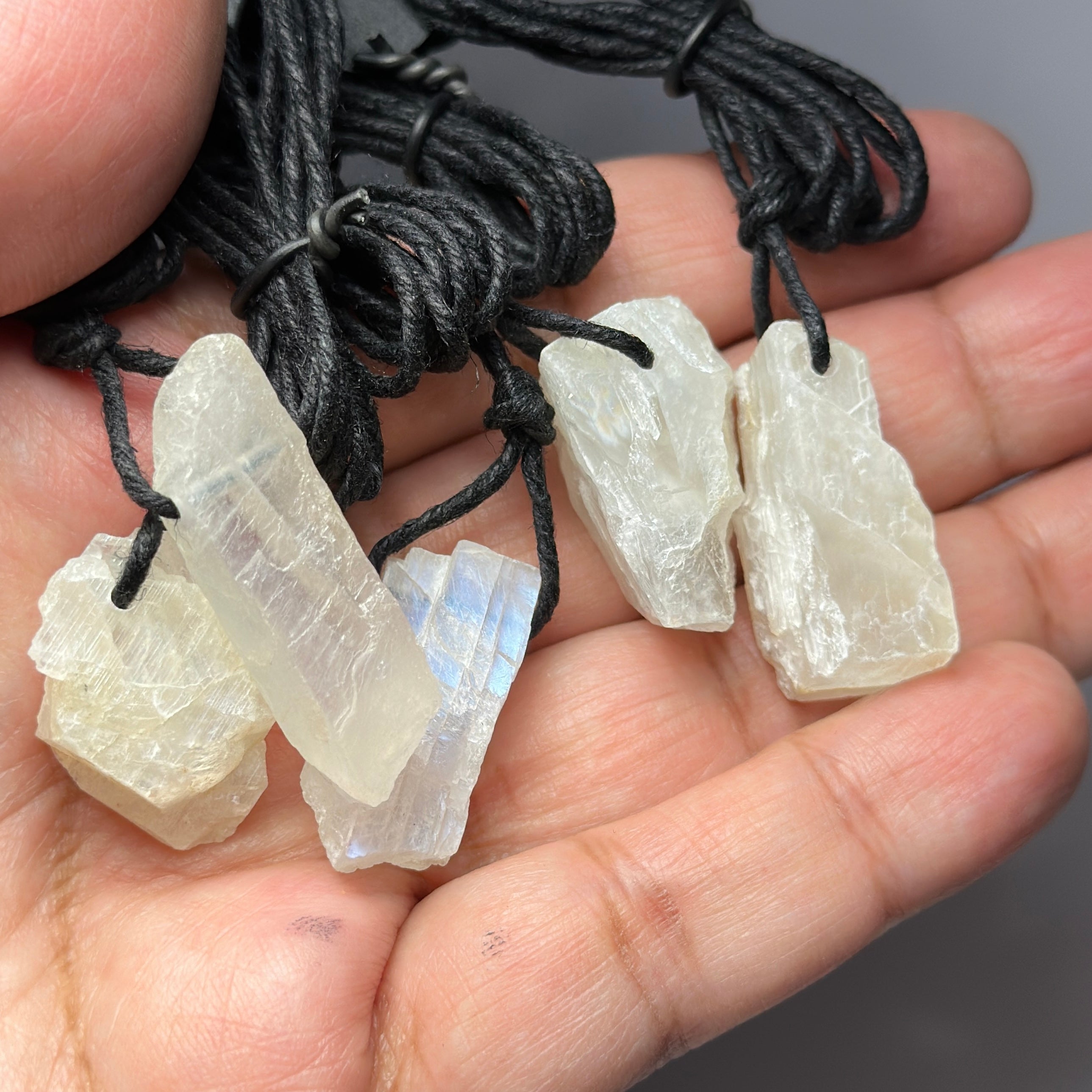 5 pcs Tanzanian Moonstone pendants lot. Price is for all 5