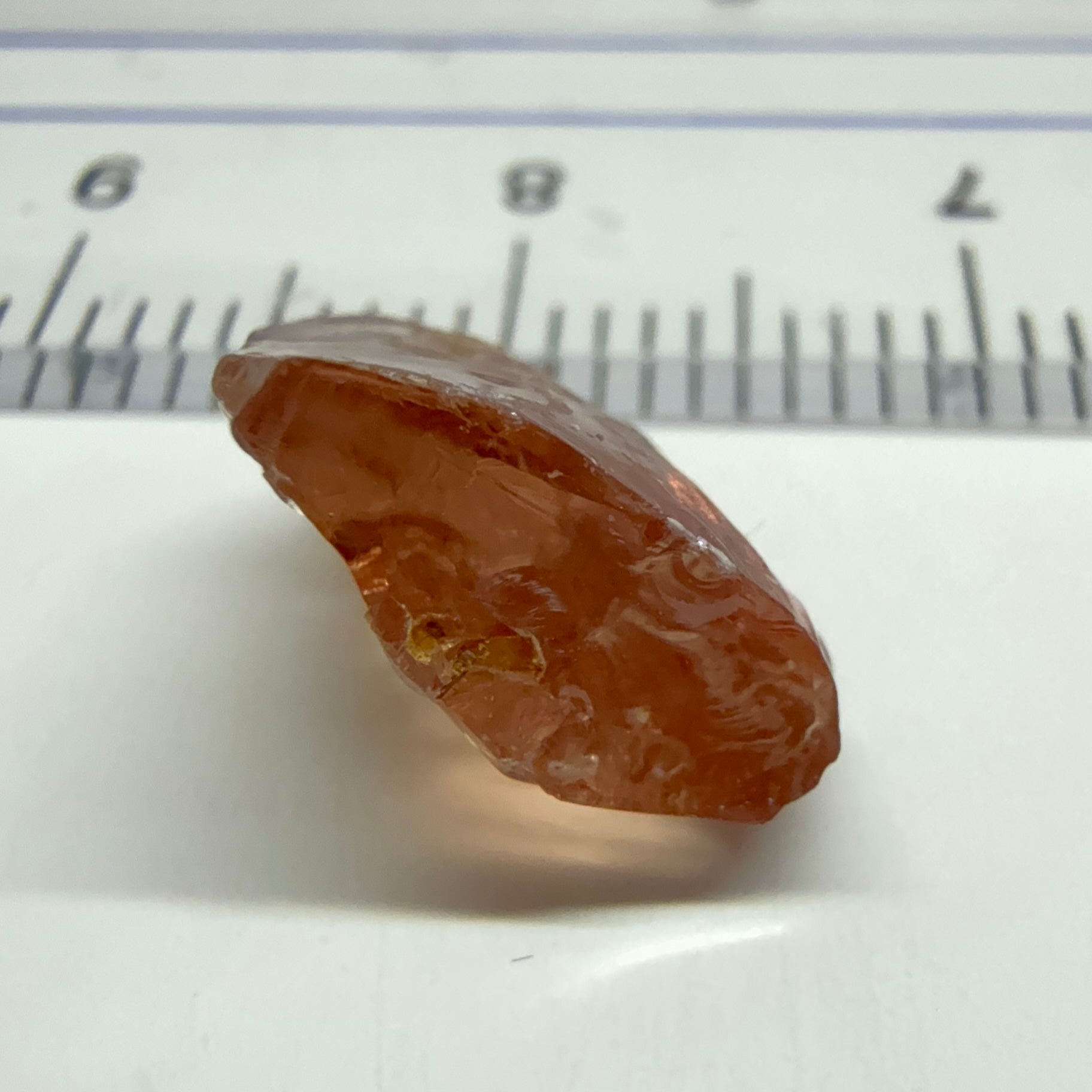 Peach Malaya Garnet, 5.30ct, vvs + silky and flattish shape, Unheated Untreated, Umba Valley Tanzania