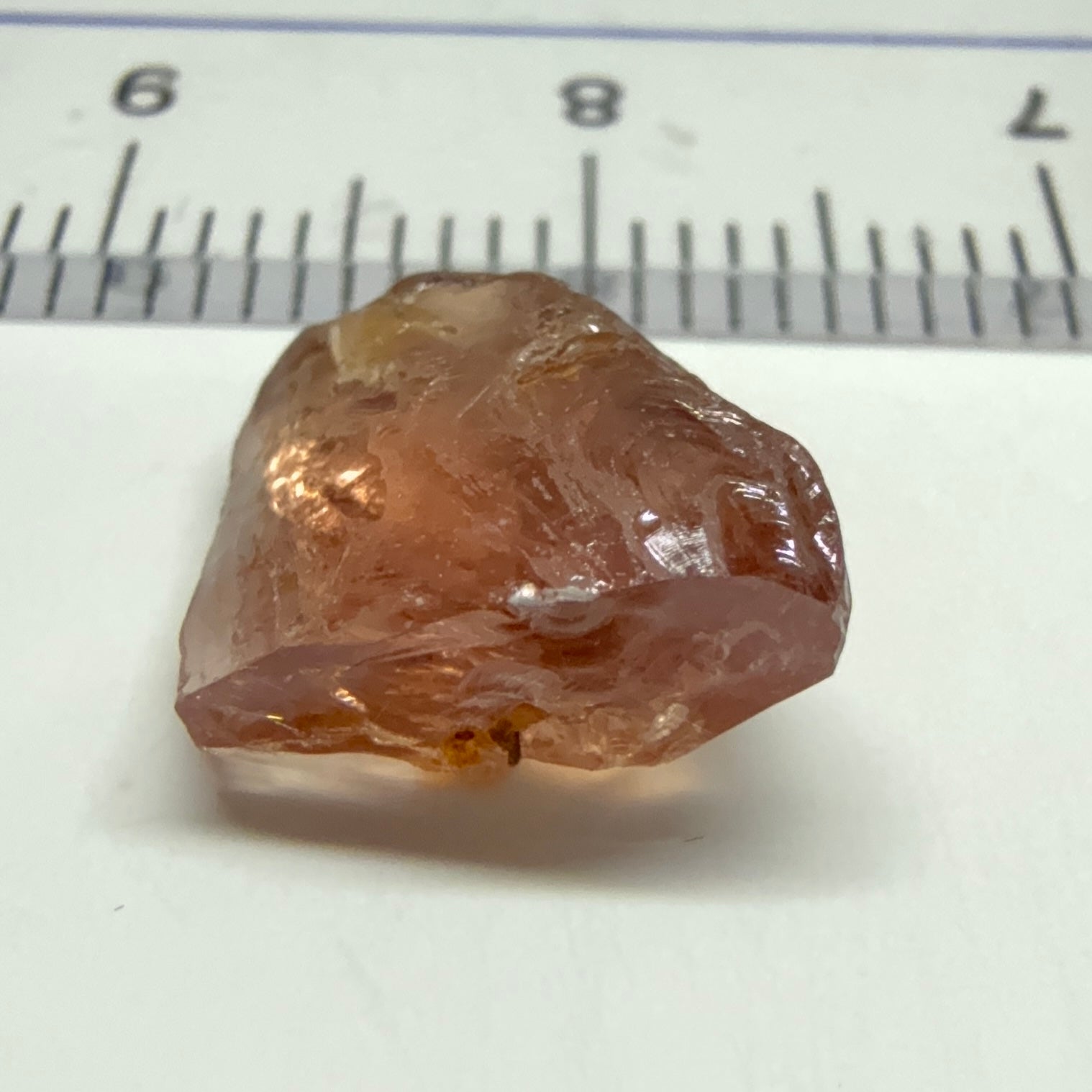 Peach Malaya Garnet, 5.30ct, vvs + silky and flattish shape, Unheated Untreated, Umba Valley Tanzania