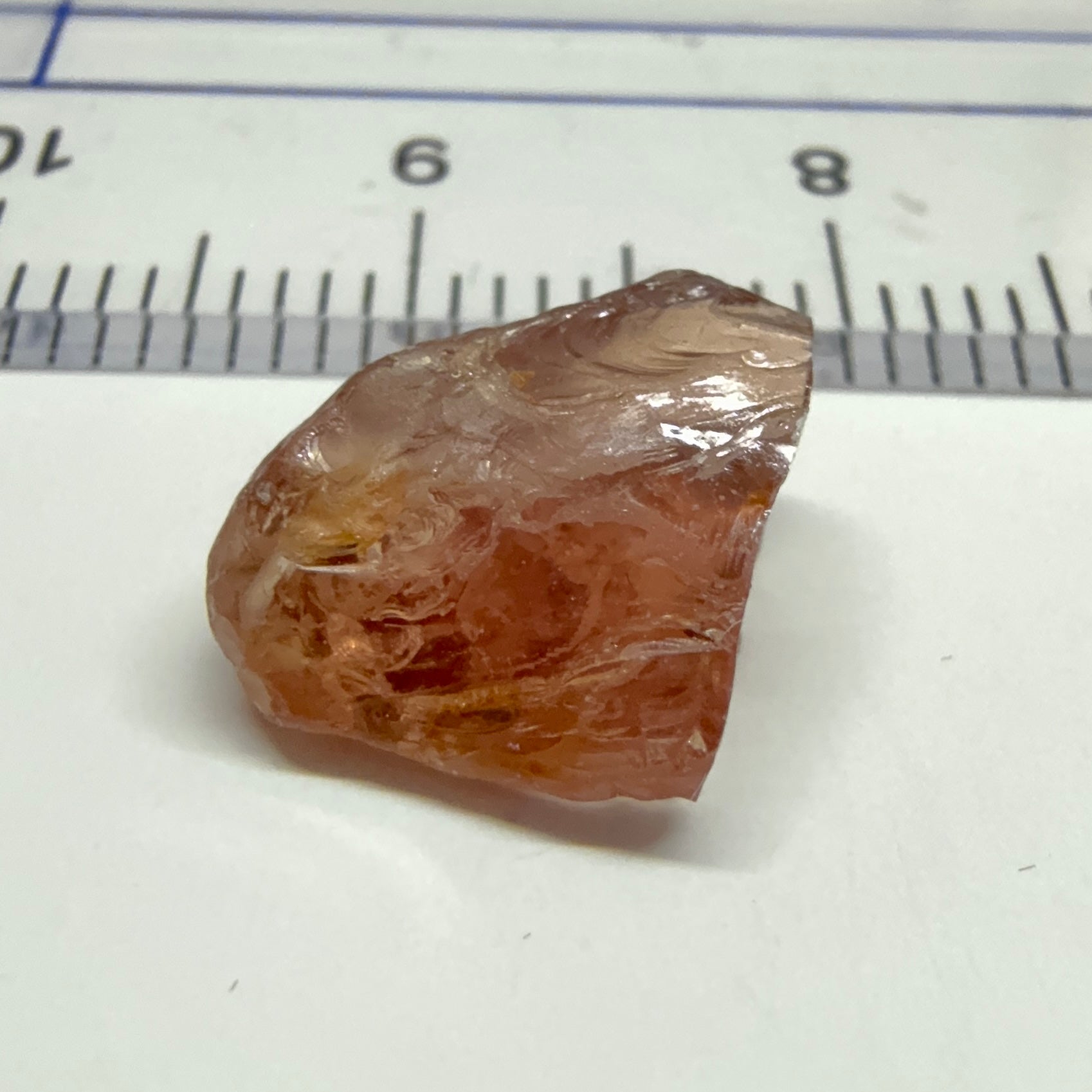 Peach Malaya Garnet, 5.30ct, vvs + silky and flattish shape, Unheated Untreated, Umba Valley Tanzania