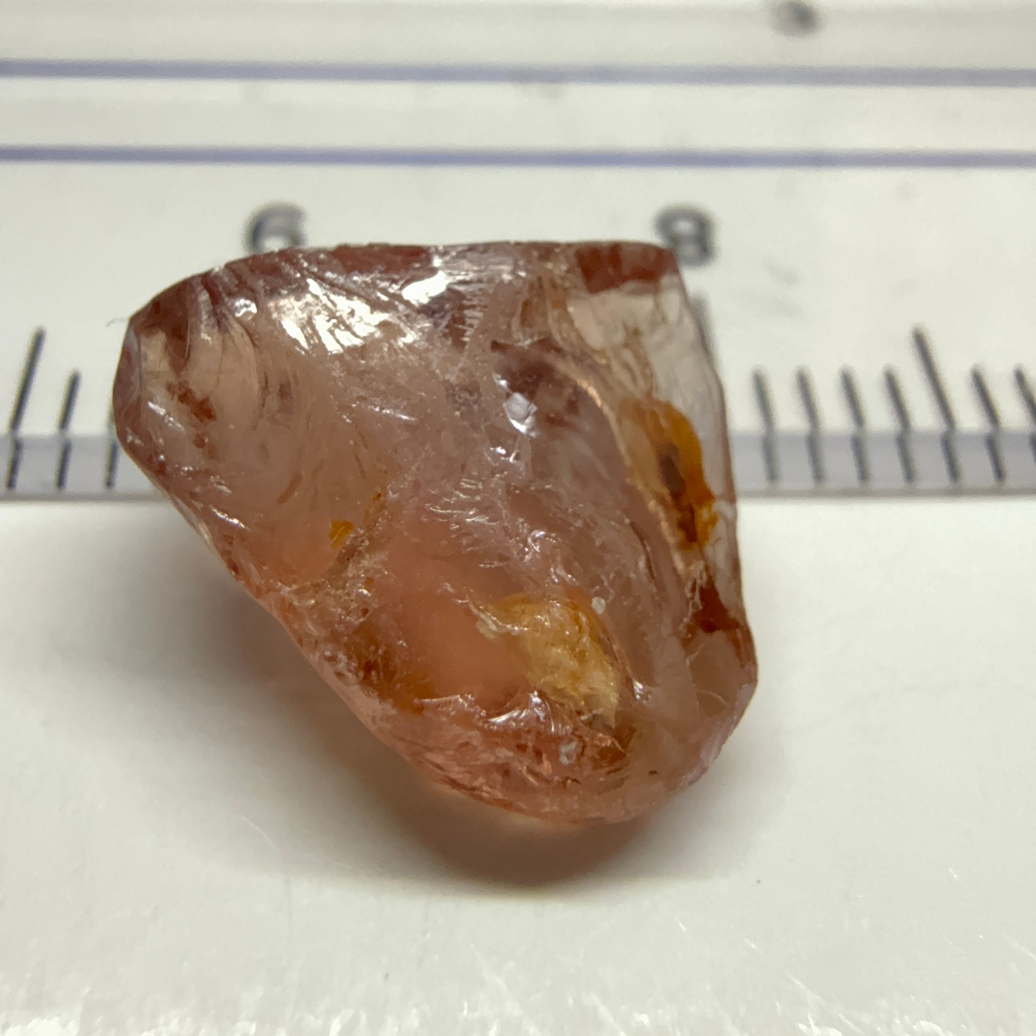 Peach Malaya Garnet, 5.30ct, vvs + silky and flattish shape, Unheated Untreated, Umba Valley Tanzania