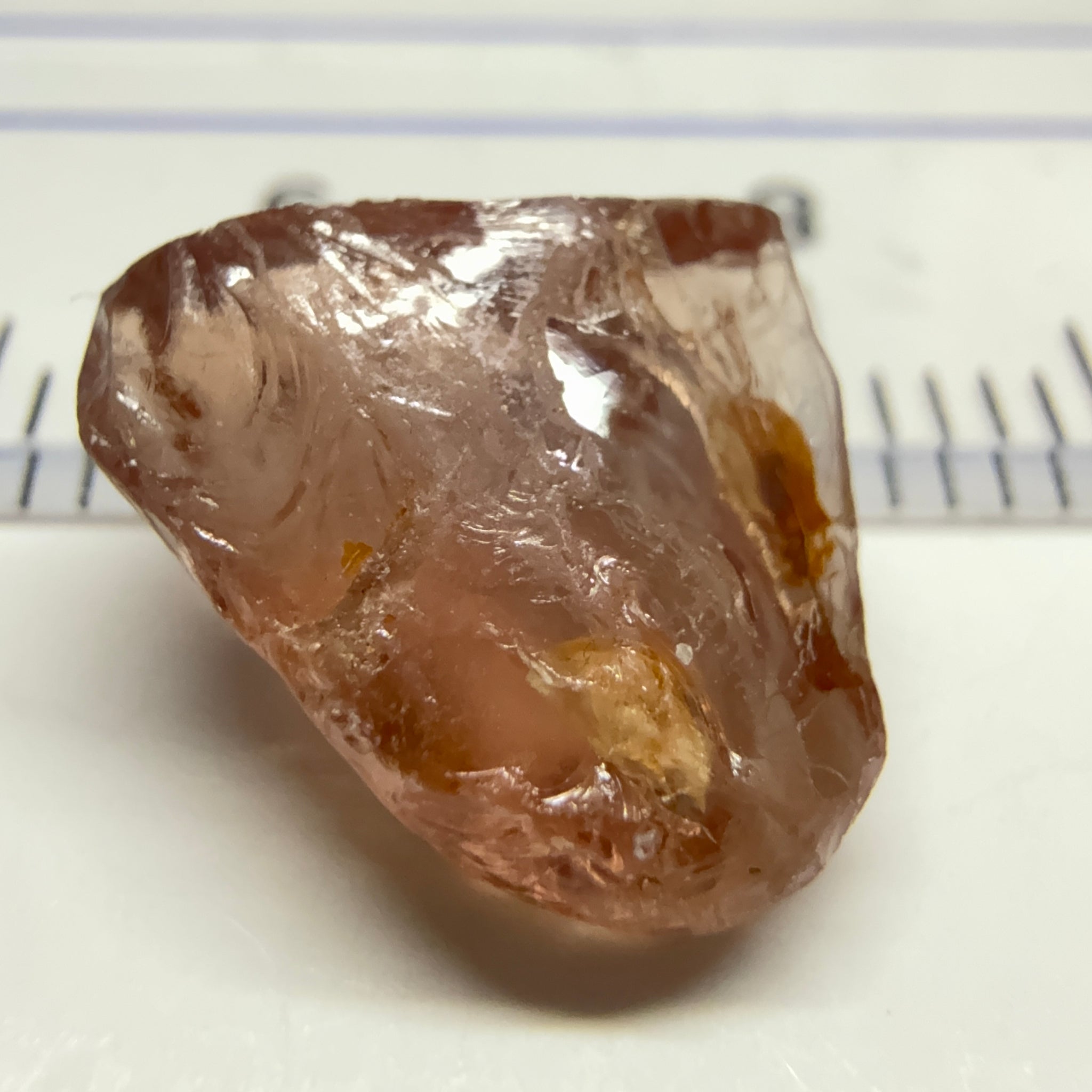 Peach Malaya Garnet, 5.30ct, vvs + silky and flattish shape, Unheated Untreated, Umba Valley Tanzania