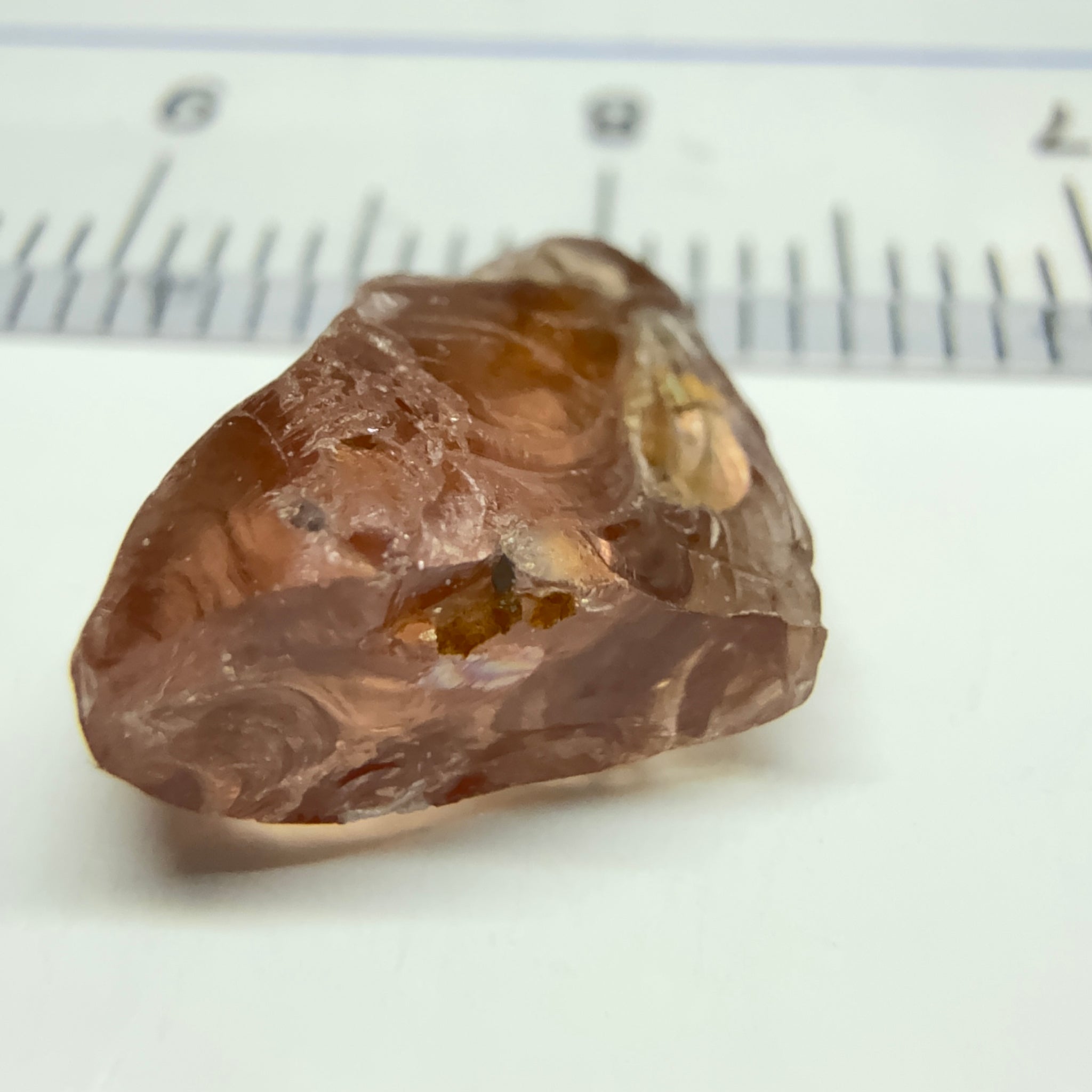 Peach Malaya Garnet, 5.30ct, vvs + silky and flattish shape, Unheated Untreated, Umba Valley Tanzania