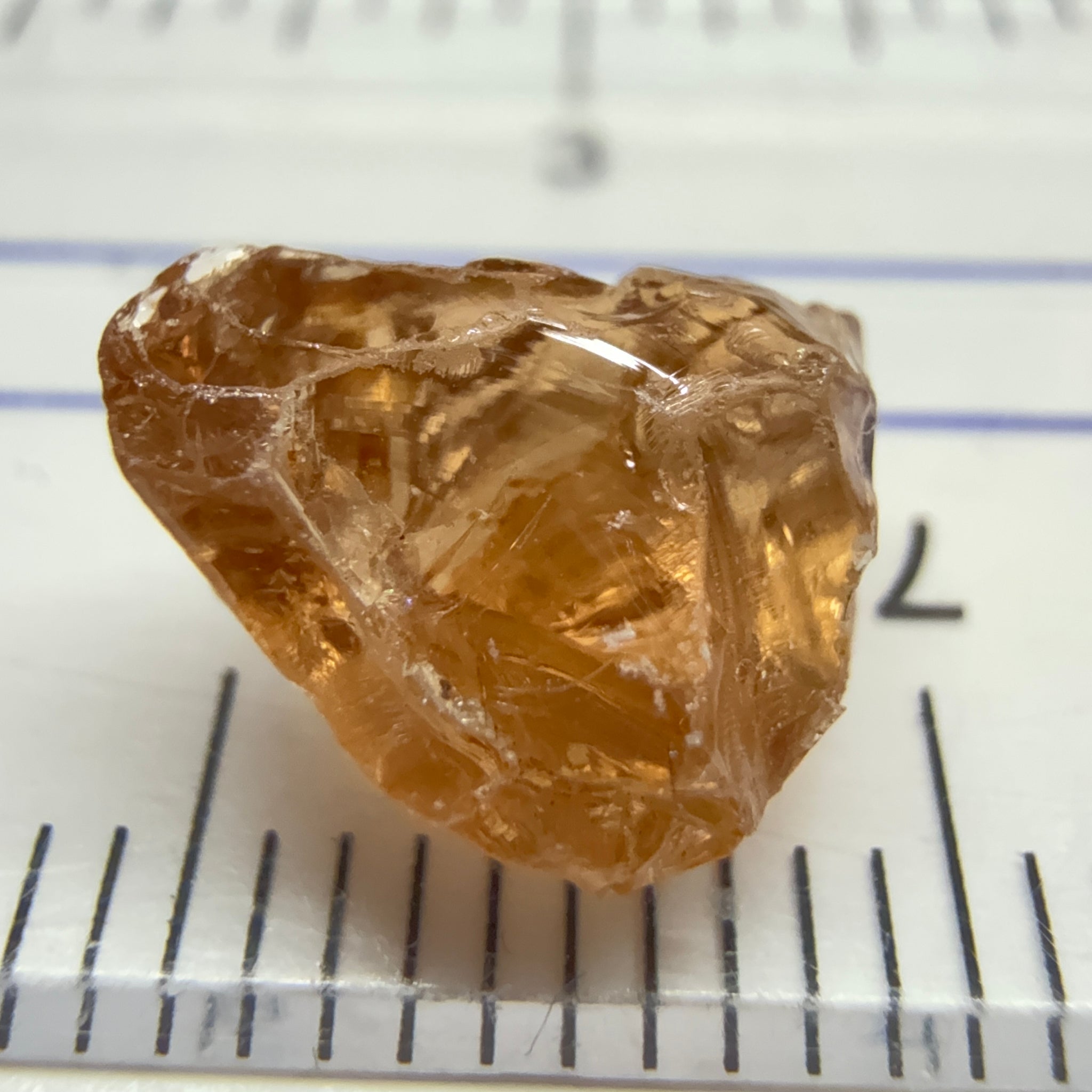 Peach Malaya Garnet, 3.97ct, challenging shape, gunk on outside, will come off on preform, rest vvs, Unheated Untreated, Umba Valley Tanzania