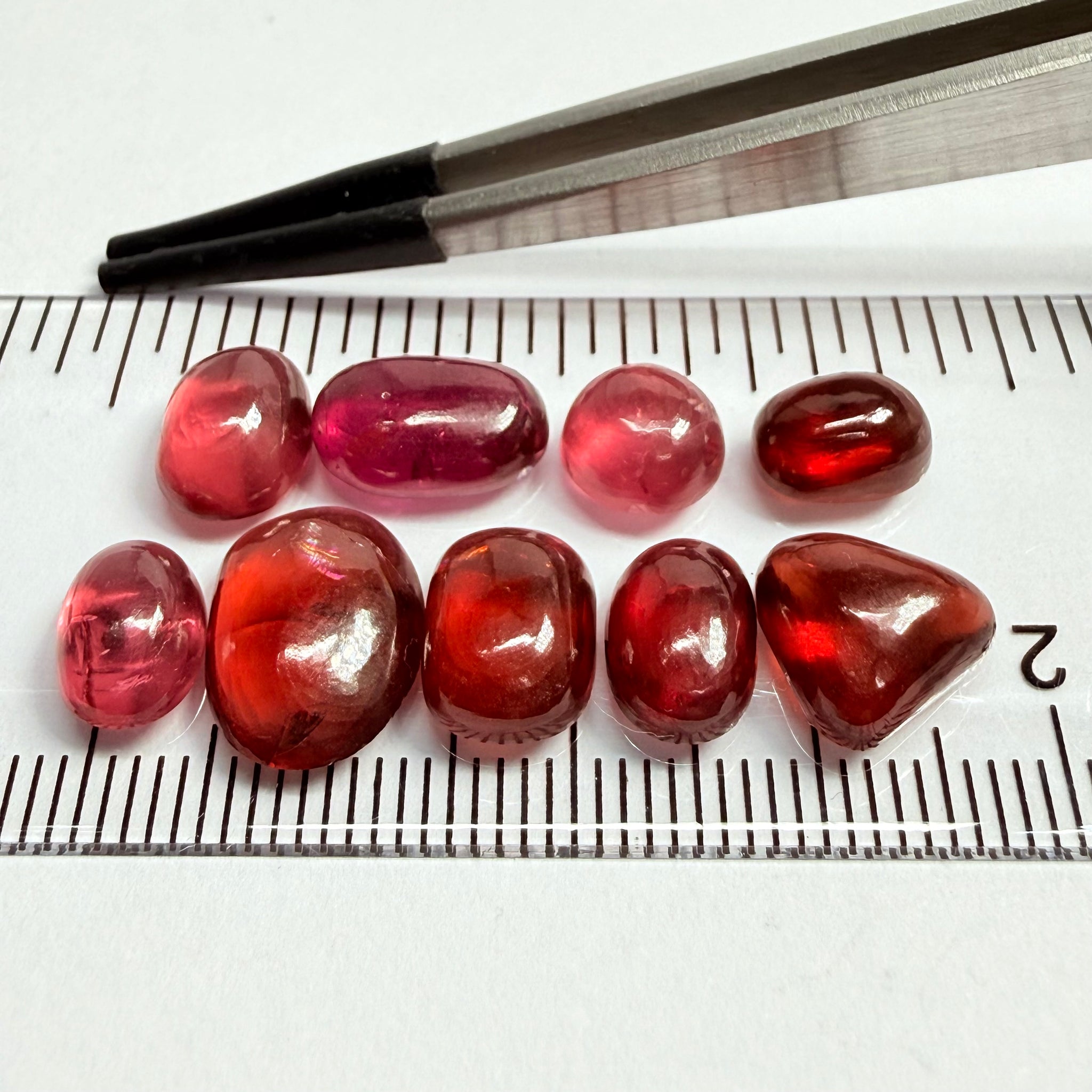Umba Garnet Cabochon Lot, 27.93ct, Tanzania, Untreated Unheated, they look like polished pebbles