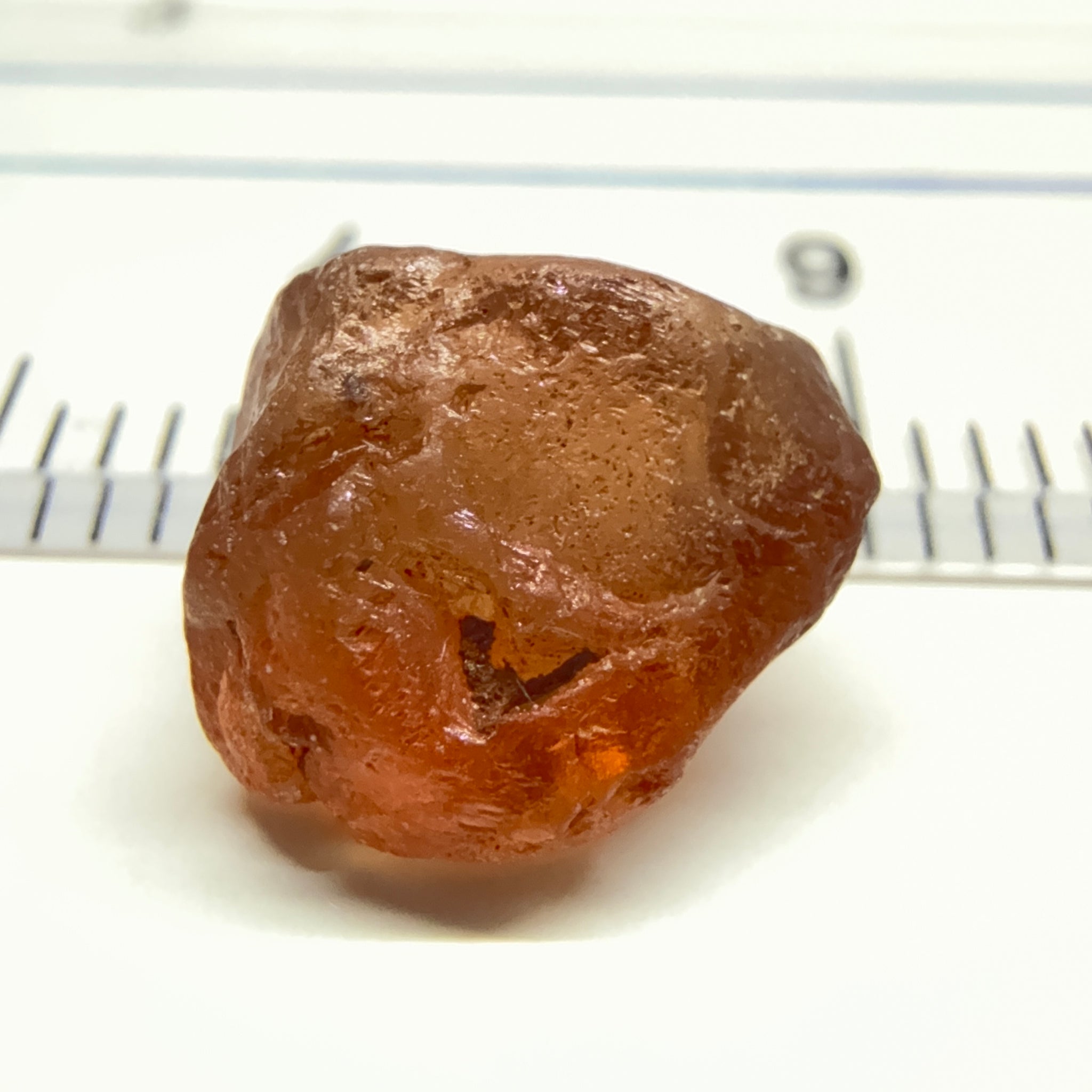 Peach Malaya Garnet, 4.56ct, inclusion going a third in with slight silk, Unheated Untreated, Umba Valley Tanzania