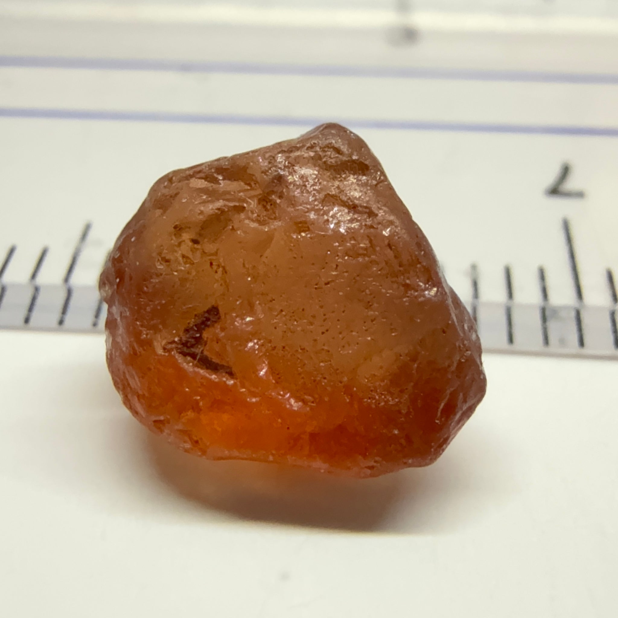Peach Malaya Garnet, 4.56ct, inclusion going a third in with slight silk, Unheated Untreated, Umba Valley Tanzania
