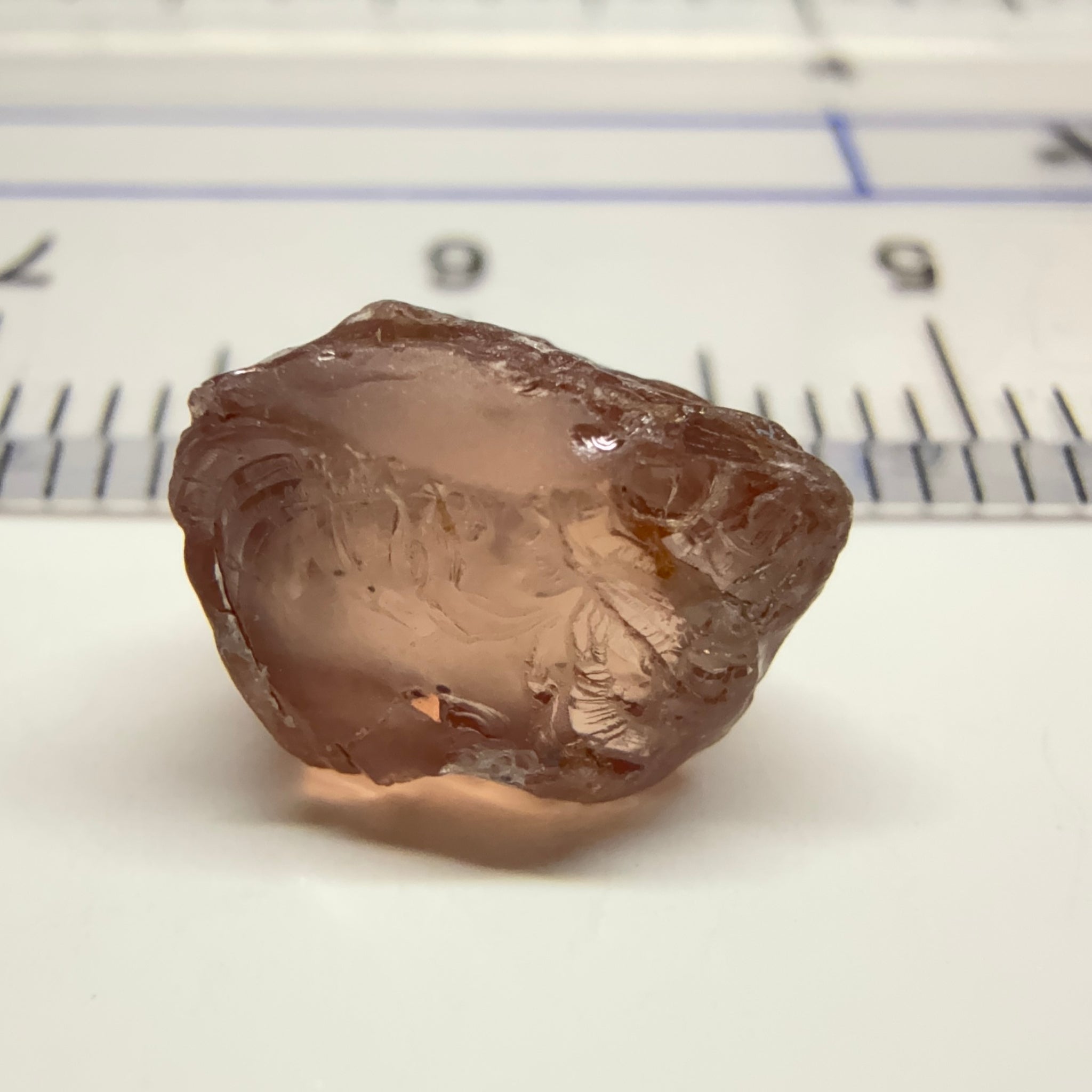 Peach Malaya Colour Shift Garnet, 4.26ct, some spots on the outside, will come off on preform, see super enlarged photos, rest vvs-if, Unheated Untreated, Umba Valley Tanzania