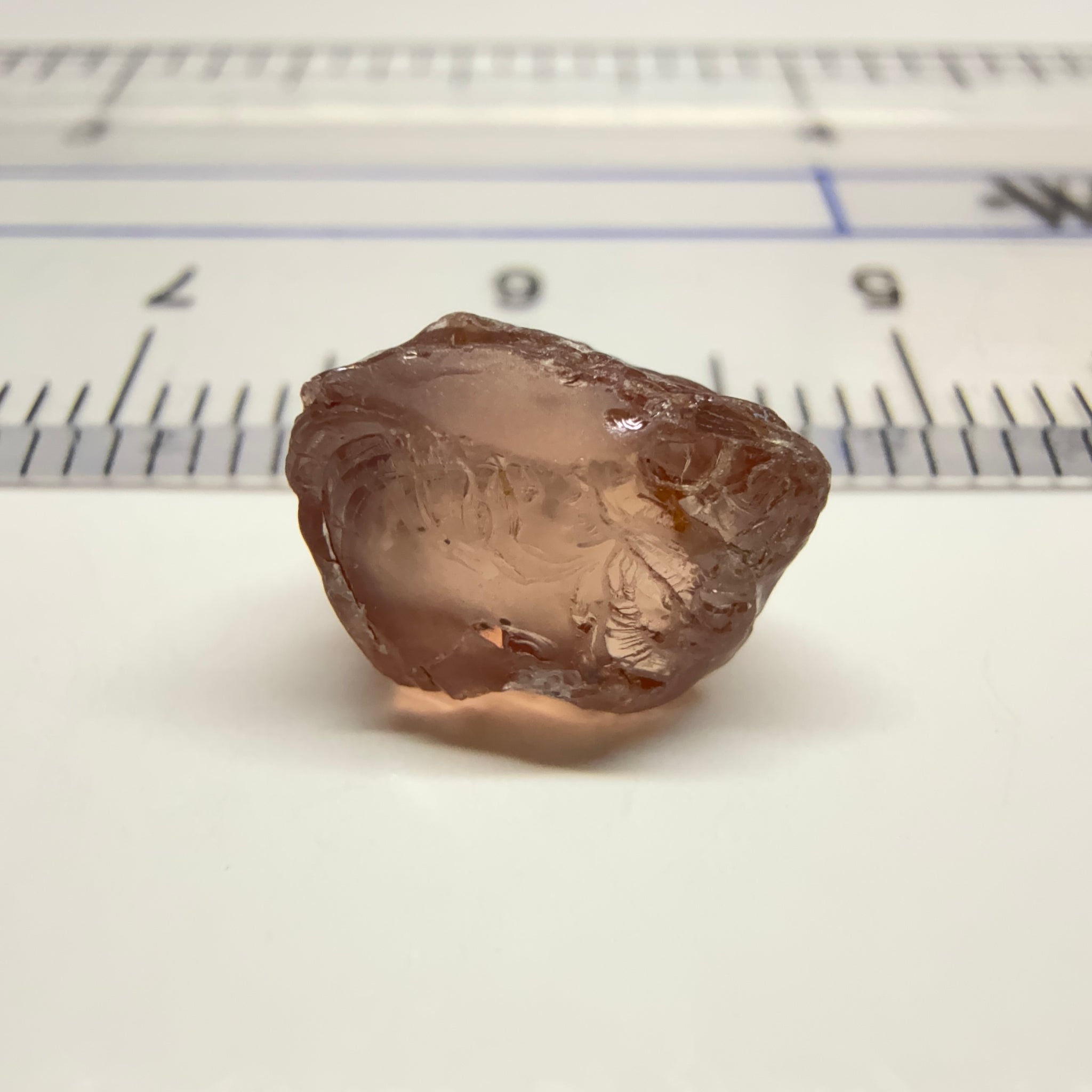 Peach Malaya Colour Shift Garnet, 4.26ct, some spots on the outside, will come off on preform, see super enlarged photos, rest vvs-if, Unheated Untreated, Umba Valley Tanzania