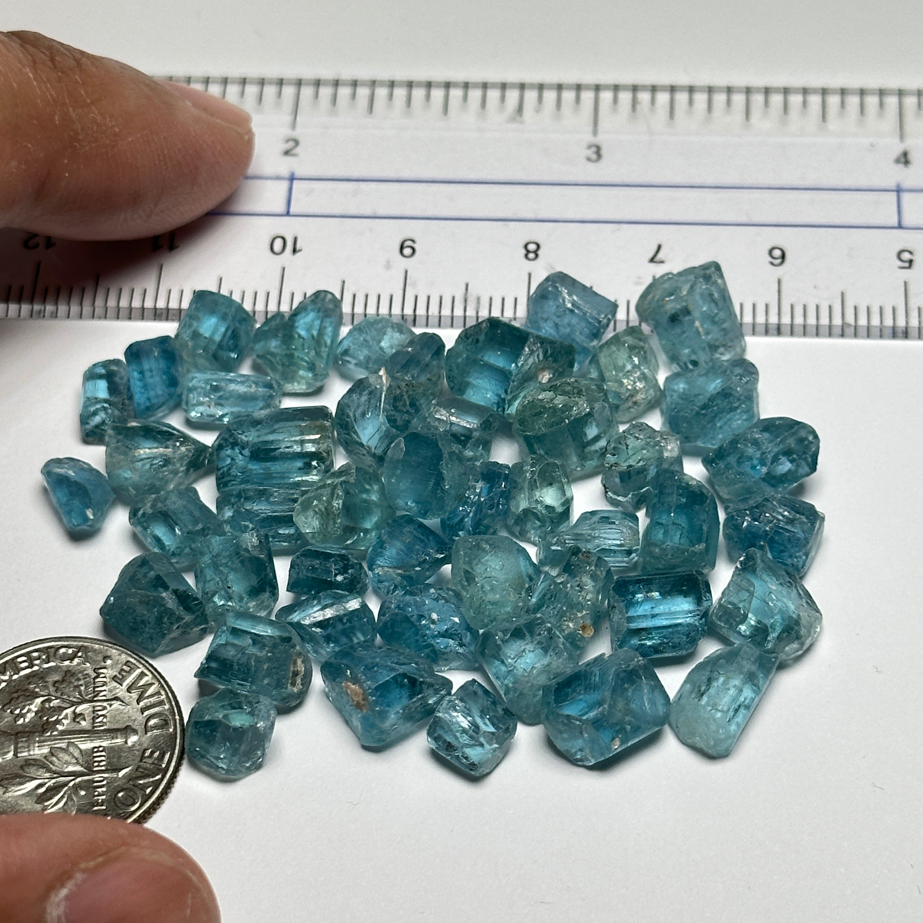 94.15ct Extraordinarily RARE, Blue Apatite Crystals Lot from Merelani, Karo Pit in Block D, Tanzania. Untreated Unheated, 0.86ct - 4.04ct
