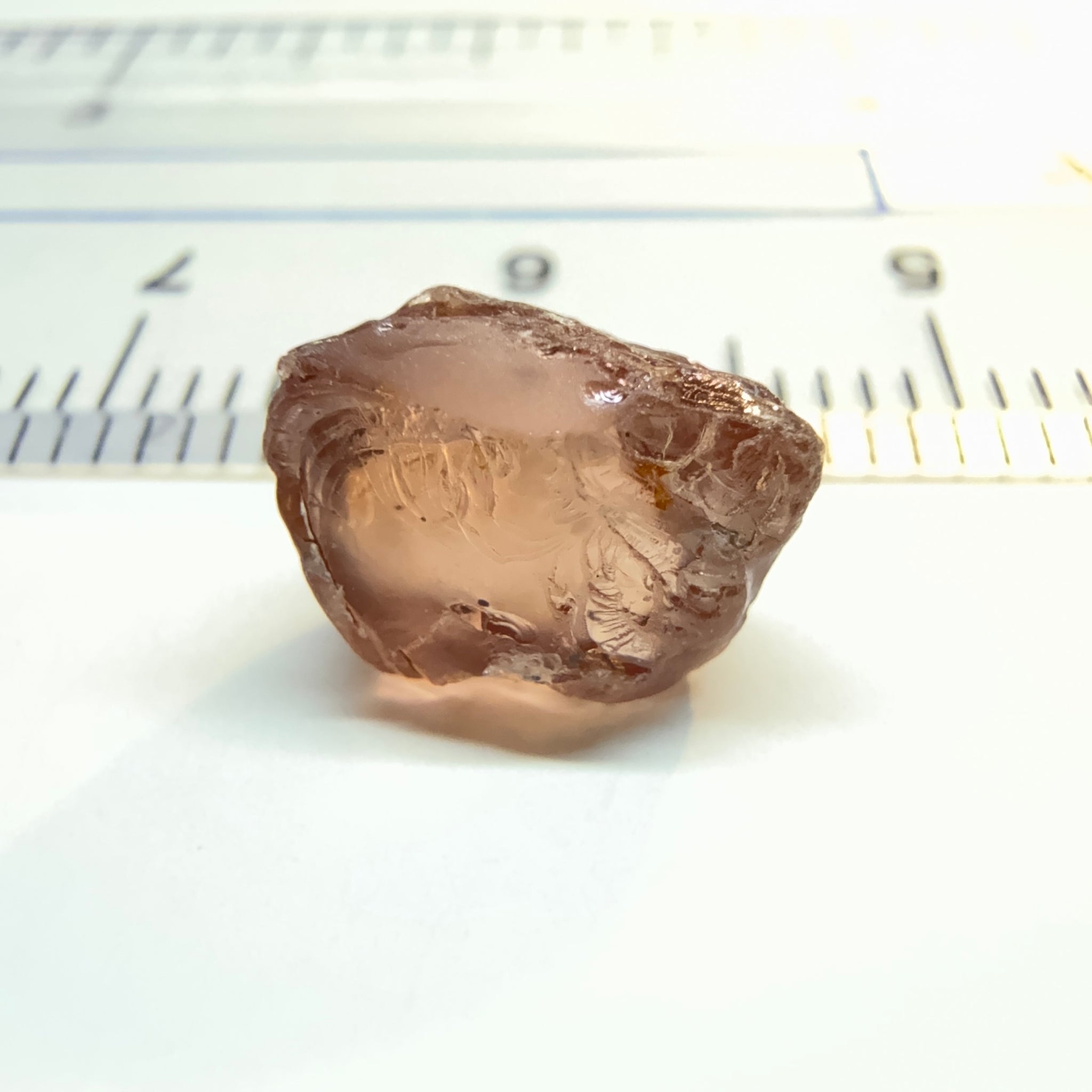 Peach Malaya Colour Shift Garnet, 4.26ct, some spots on the outside, will come off on preform, see super enlarged photos, rest vvs-if, Unheated Untreated, Umba Valley Tanzania