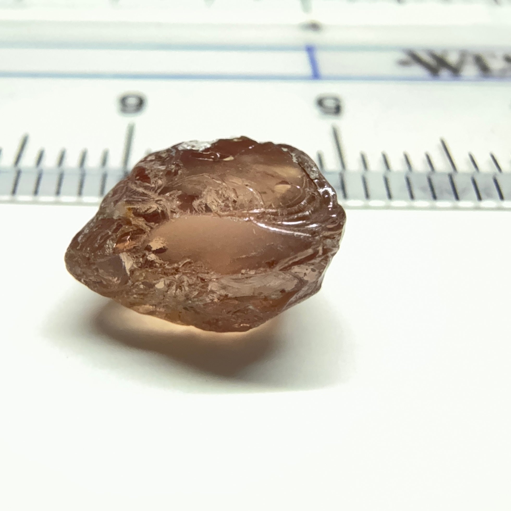 Peach Malaya Colour Shift Garnet, 4.26ct, some spots on the outside, will come off on preform, see super enlarged photos, rest vvs-if, Unheated Untreated, Umba Valley Tanzania