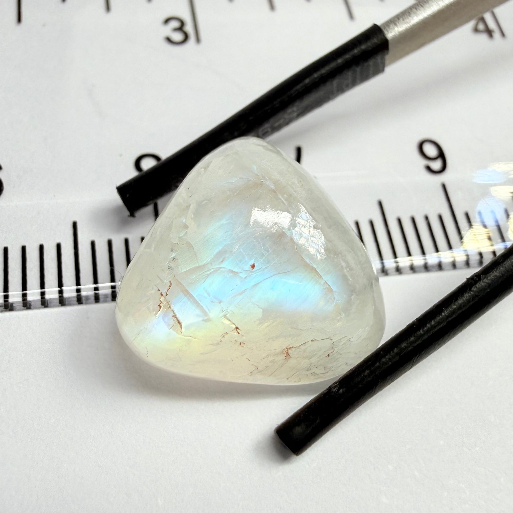 Blue Sheen Moonstone Cabochon, 12.05ct, Tanzania, Untreated Unheated, Inclusions inside but stable
