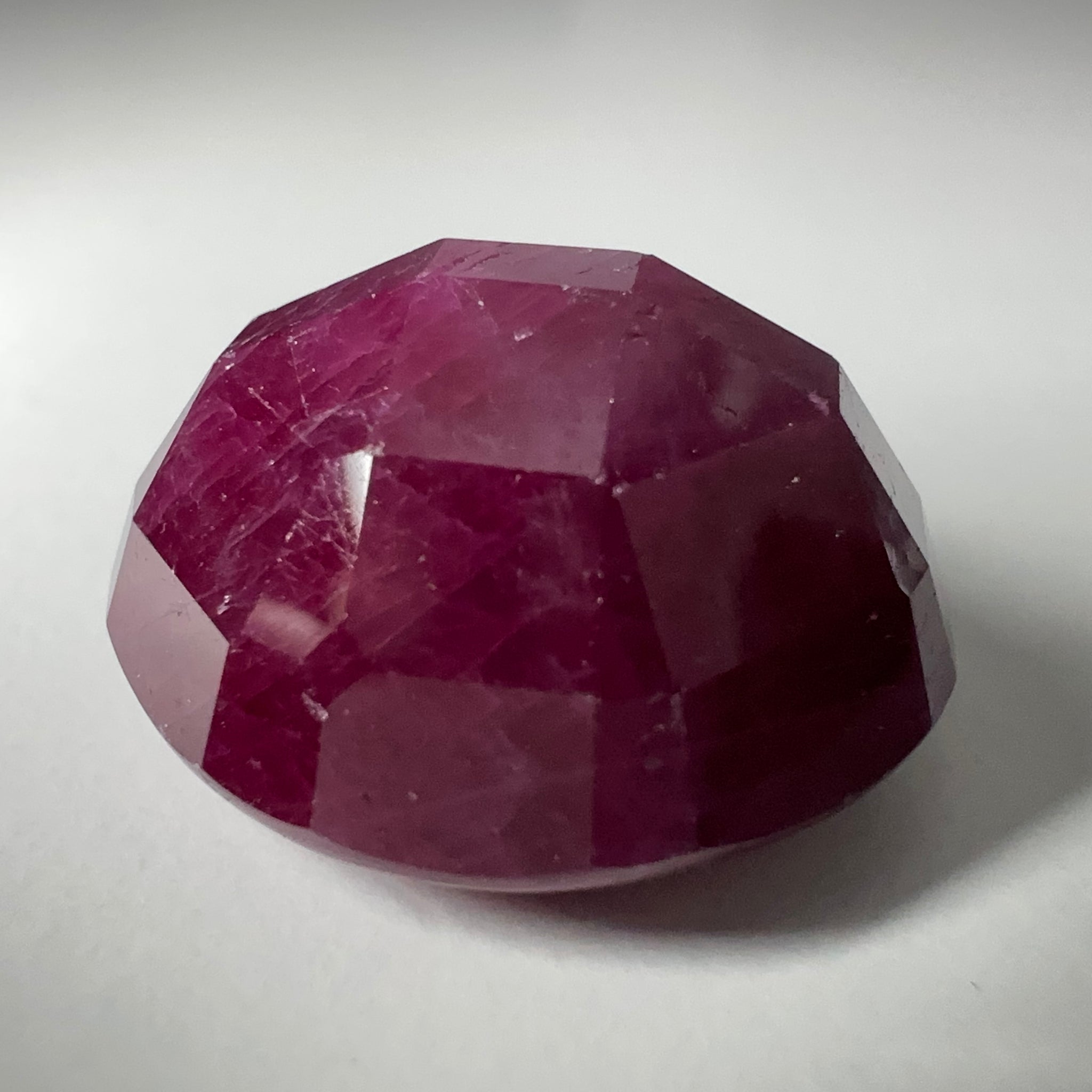 Faceted Ruby Cab, 36.89ct, Longido, Tanzania, UNTREATED, UNHEATED. 19 x 17 x 10.5mm