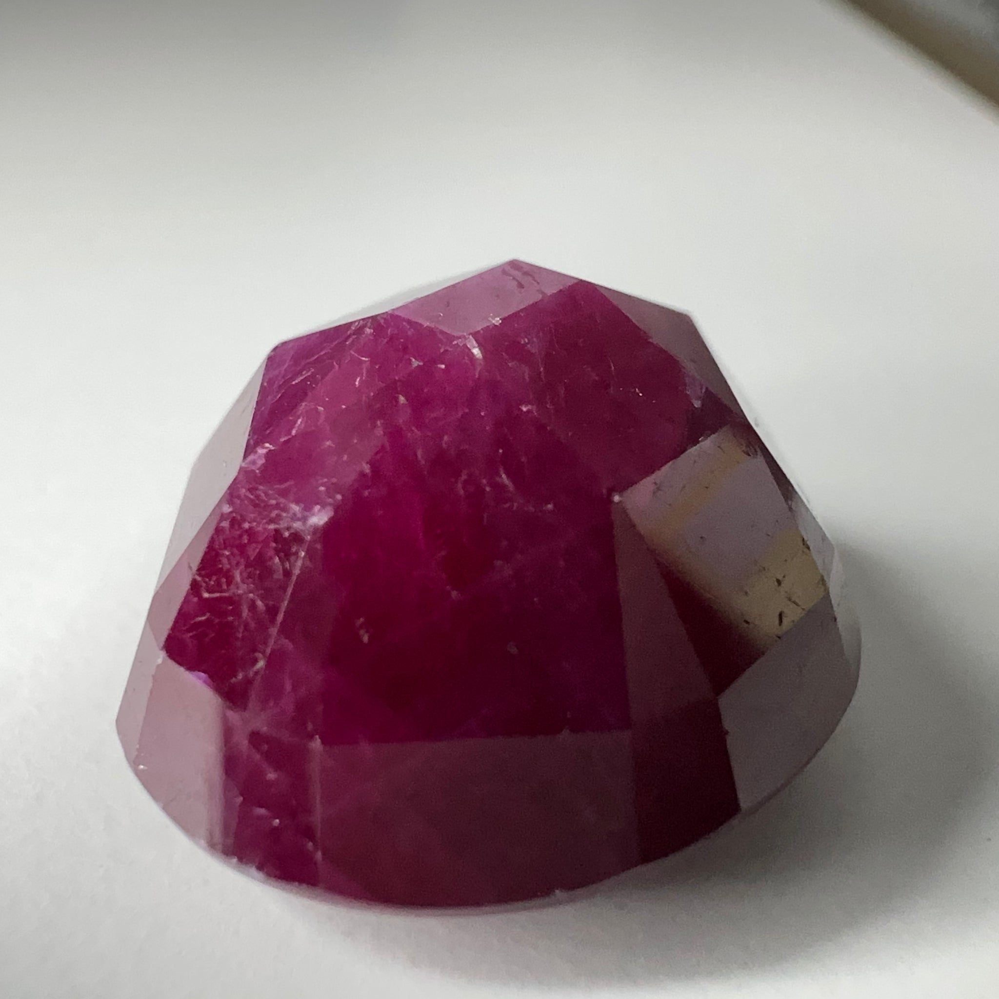 Faceted Ruby Cab, 36.89ct, Longido, Tanzania, UNTREATED, UNHEATED. 19 x 17 x 10.5mm