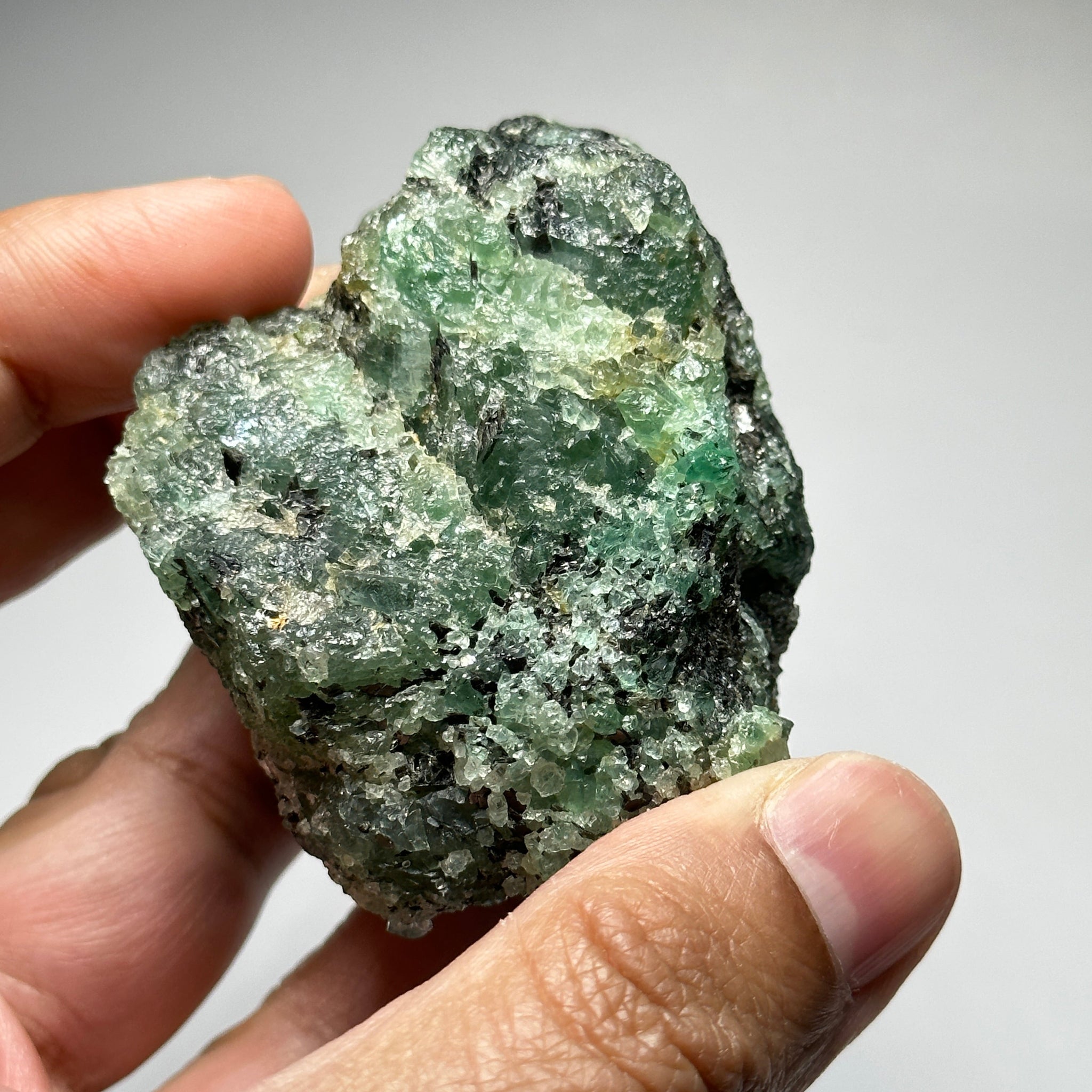 Emerald on Matrix, 170gm, Tanzania, Untreated Unheated, No Oil. 67.7 x 57 x 48.3mm.