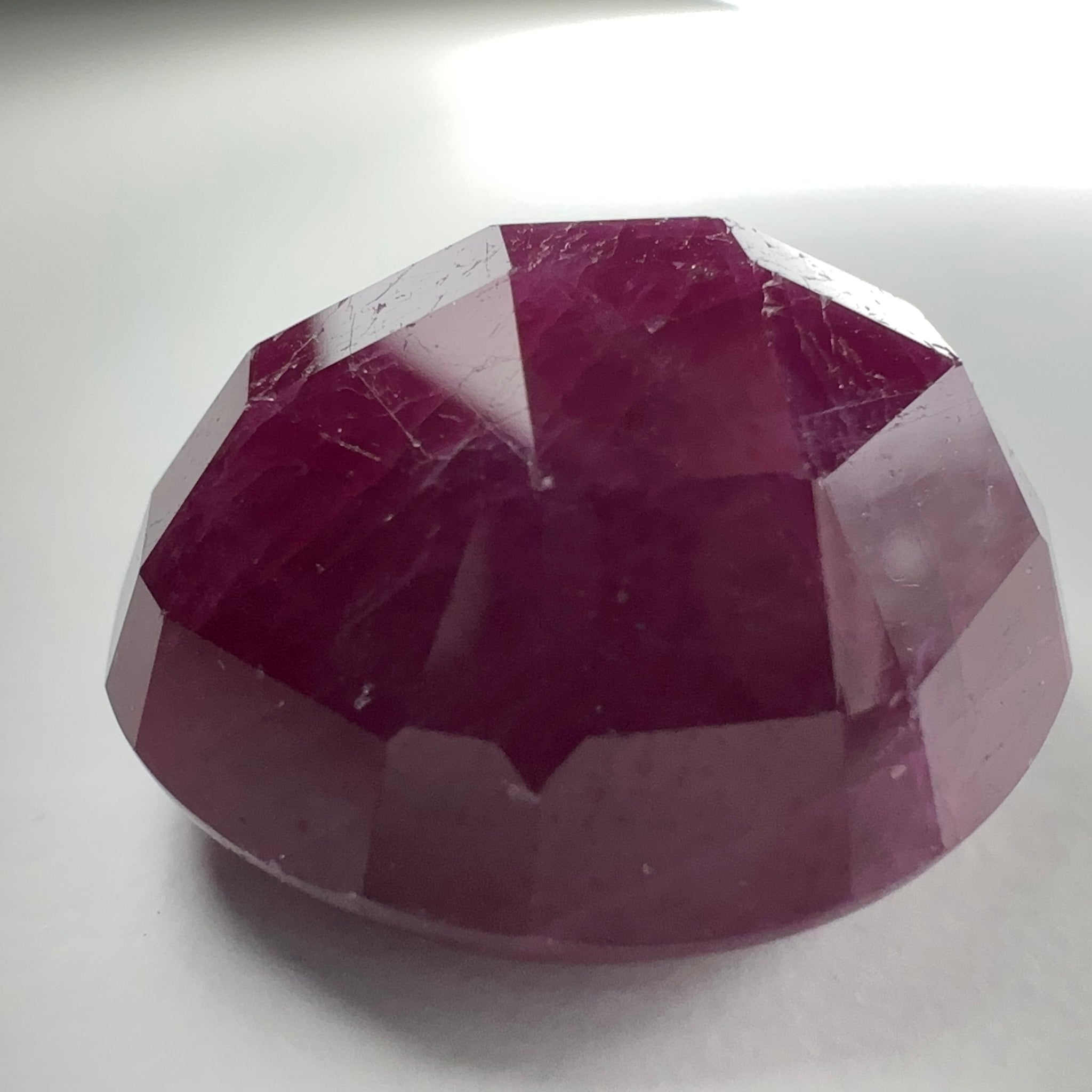 Faceted Ruby Cab, 36.89ct, Longido, Tanzania, UNTREATED, UNHEATED. 19 x 17 x 10.5mm