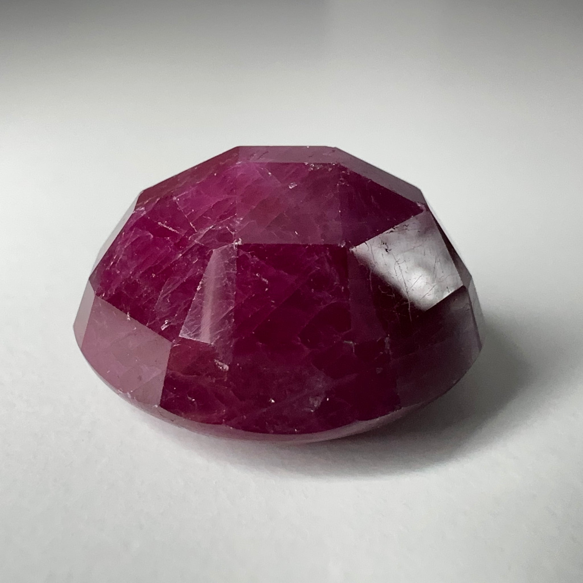 Faceted Ruby Cab, 36.89ct, Longido, Tanzania, UNTREATED, UNHEATED. 19 x 17 x 10.5mm