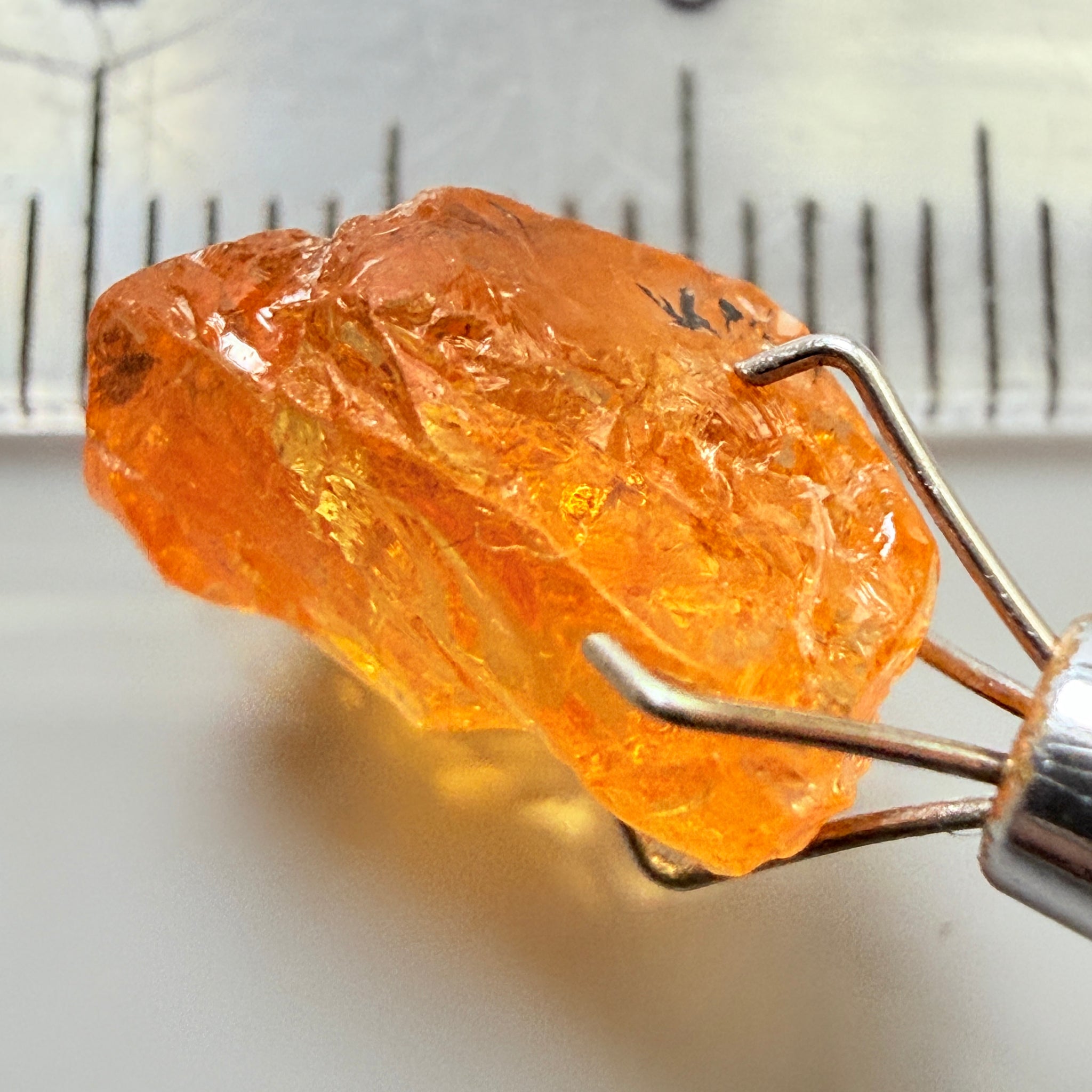 Mandarin Garnet, 5.38ct, Loliondo, Tanzania, Untreated Unheated, slightly included and you might have to slice it in two because of the shape