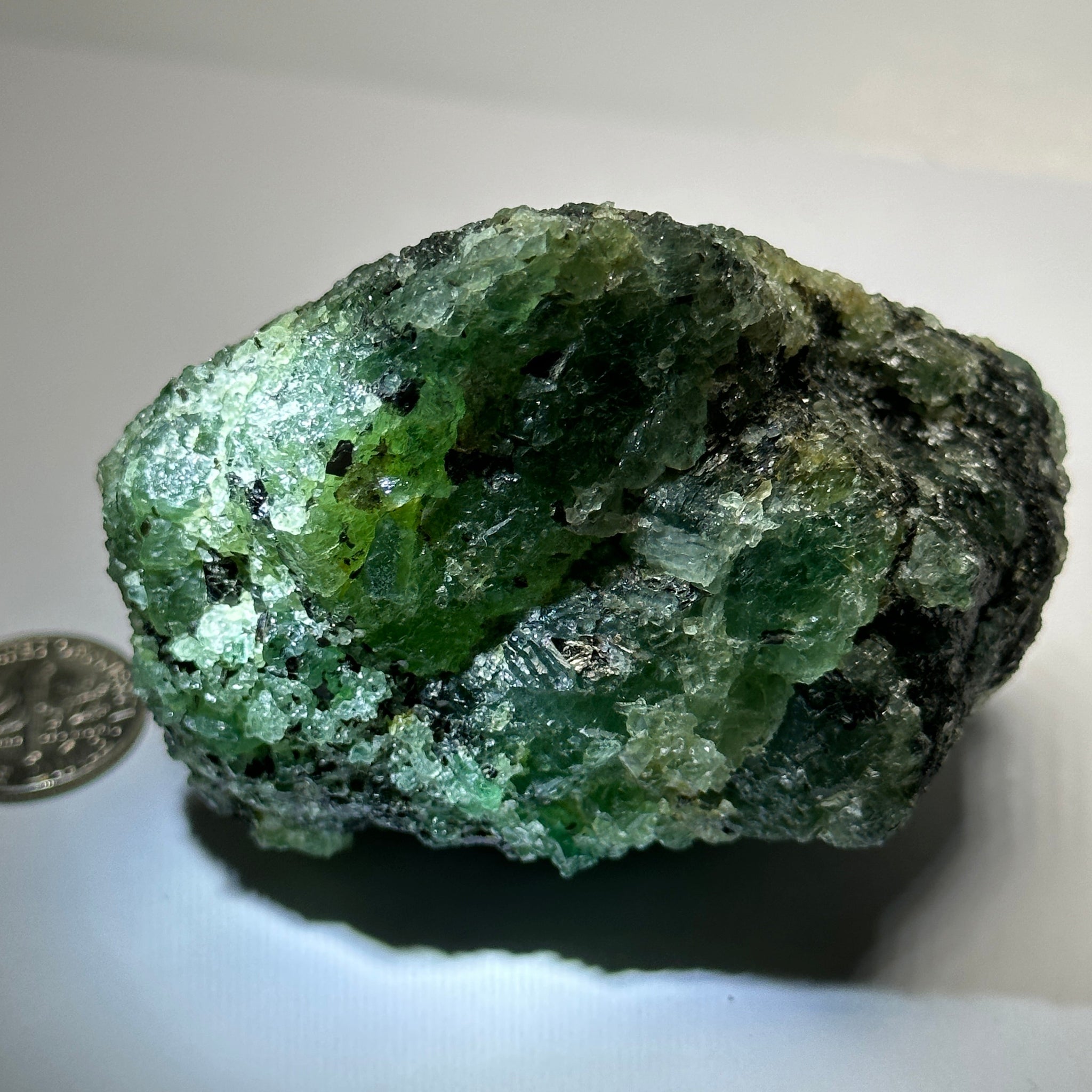 Emerald on Matrix, 170gm, Tanzania, Untreated Unheated, No Oil. 67.7 x 57 x 48.3mm.