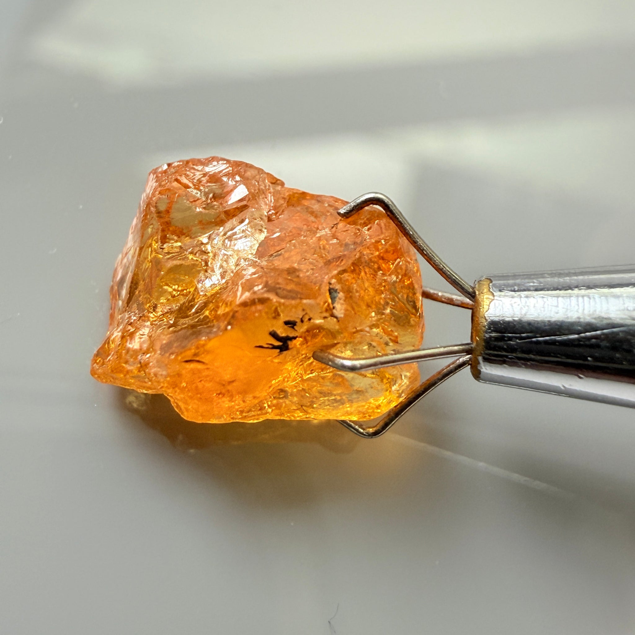 Mandarin Garnet, 5.38ct, Loliondo, Tanzania, Untreated Unheated, slightly included and you might have to slice it in two because of the shape
