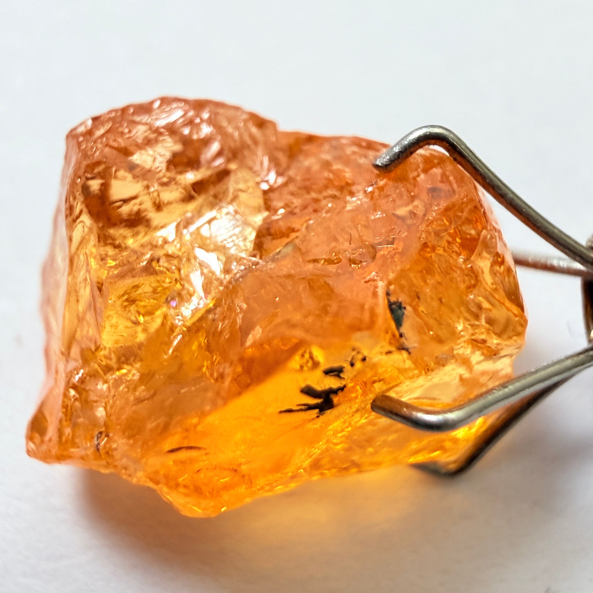 Mandarin Garnet, 5.38ct, Loliondo, Tanzania, Untreated Unheated, slightly included and you might have to slice it in two because of the shape