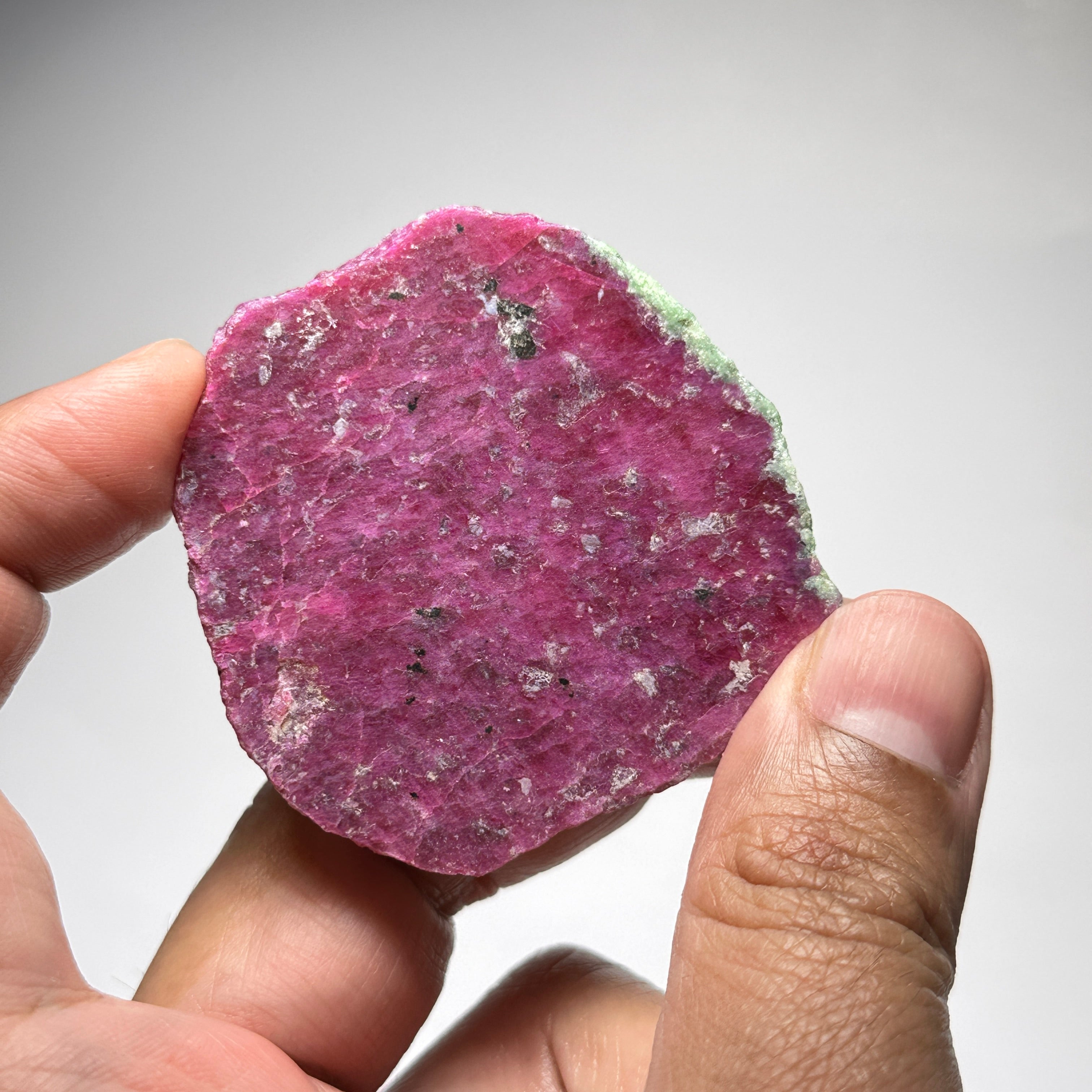 25.90gm Ruby Natural Flat, this crystal disk has been naturally formed flat and not sliced, Longido, Tanzania, Untreated Unheated. 53.50 x 58.00 x 3.30mm