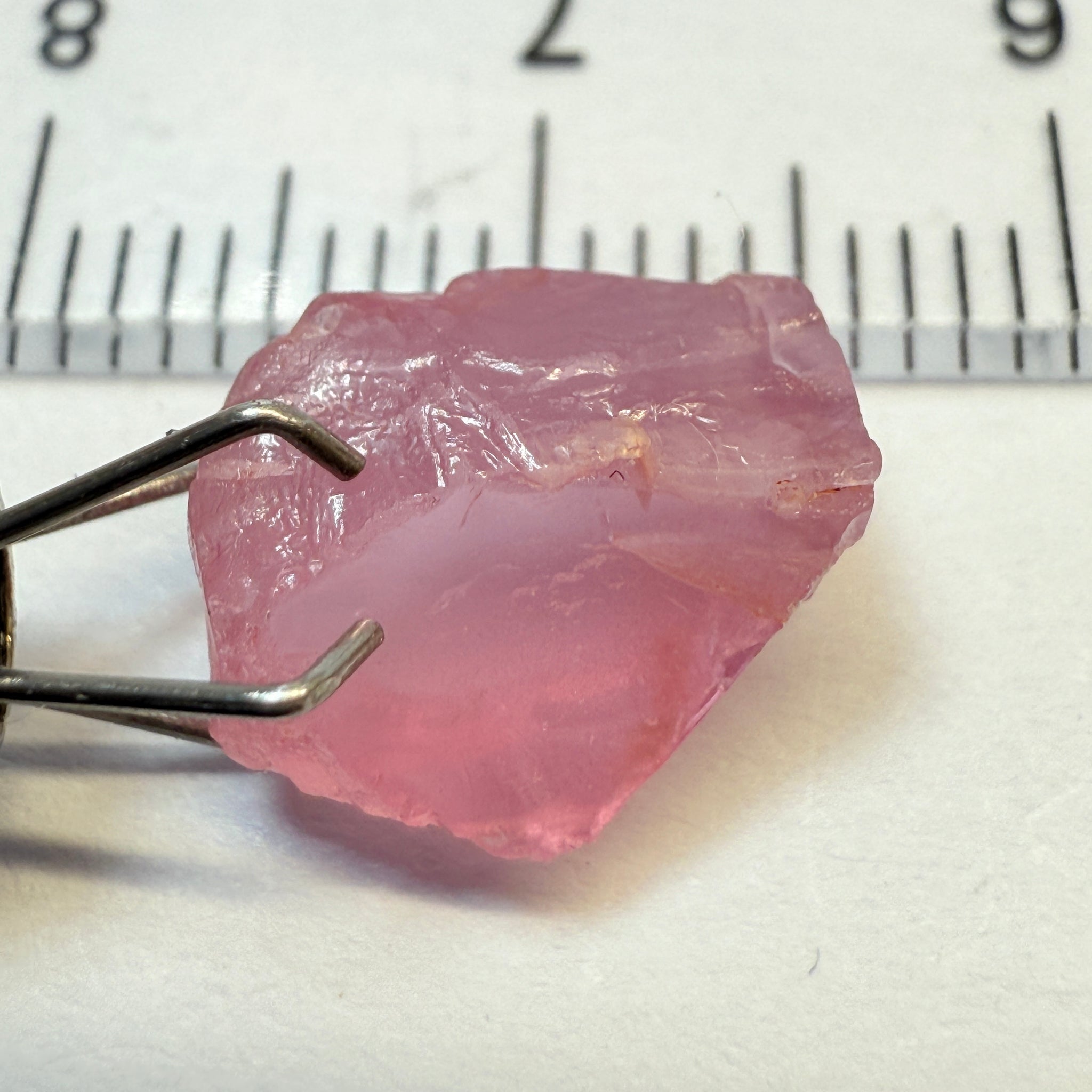 Spinel, Baby Pink, 3.88ct, Tanzania, Untreated Unheated, silky stone with inclusion coming in 2mm into the stone, flat shape, not for faceting but good for setting as is