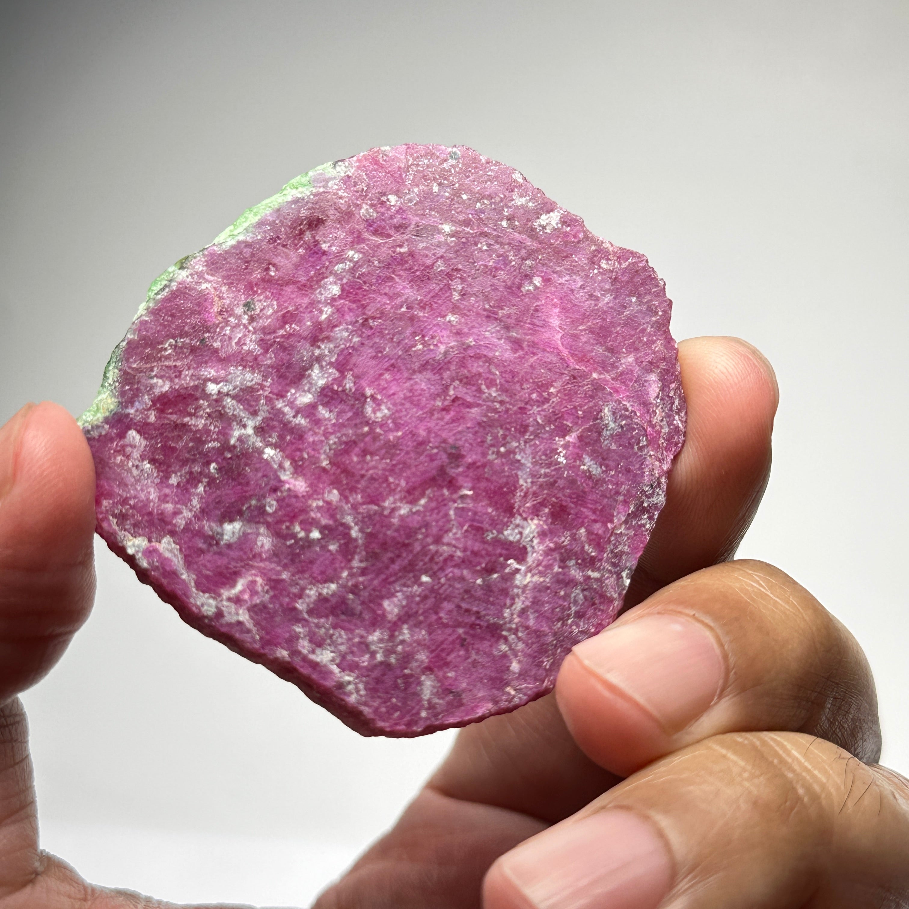 25.90gm Ruby Natural Flat, this crystal disk has been naturally formed flat and not sliced, Longido, Tanzania, Untreated Unheated. 53.50 x 58.00 x 3.30mm